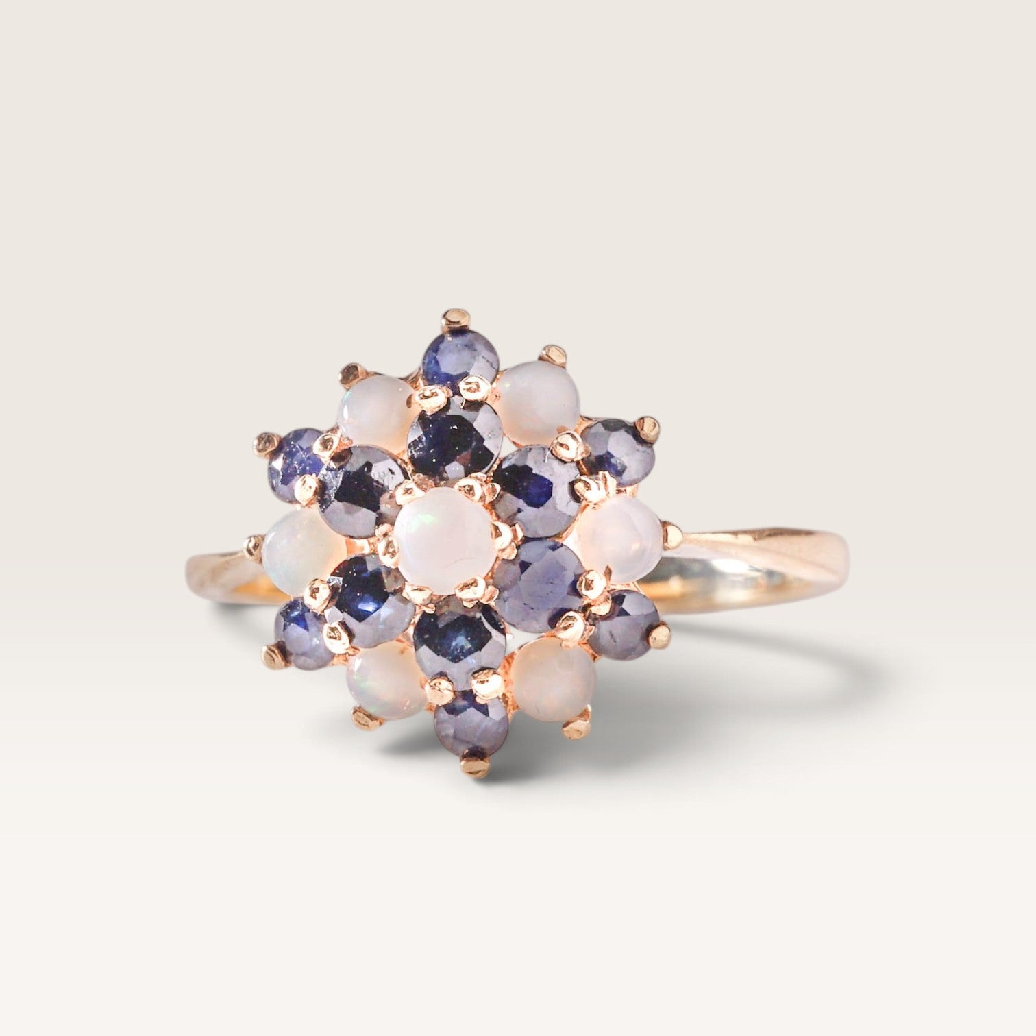 Florine| Vintage Opaal en Saffier ring