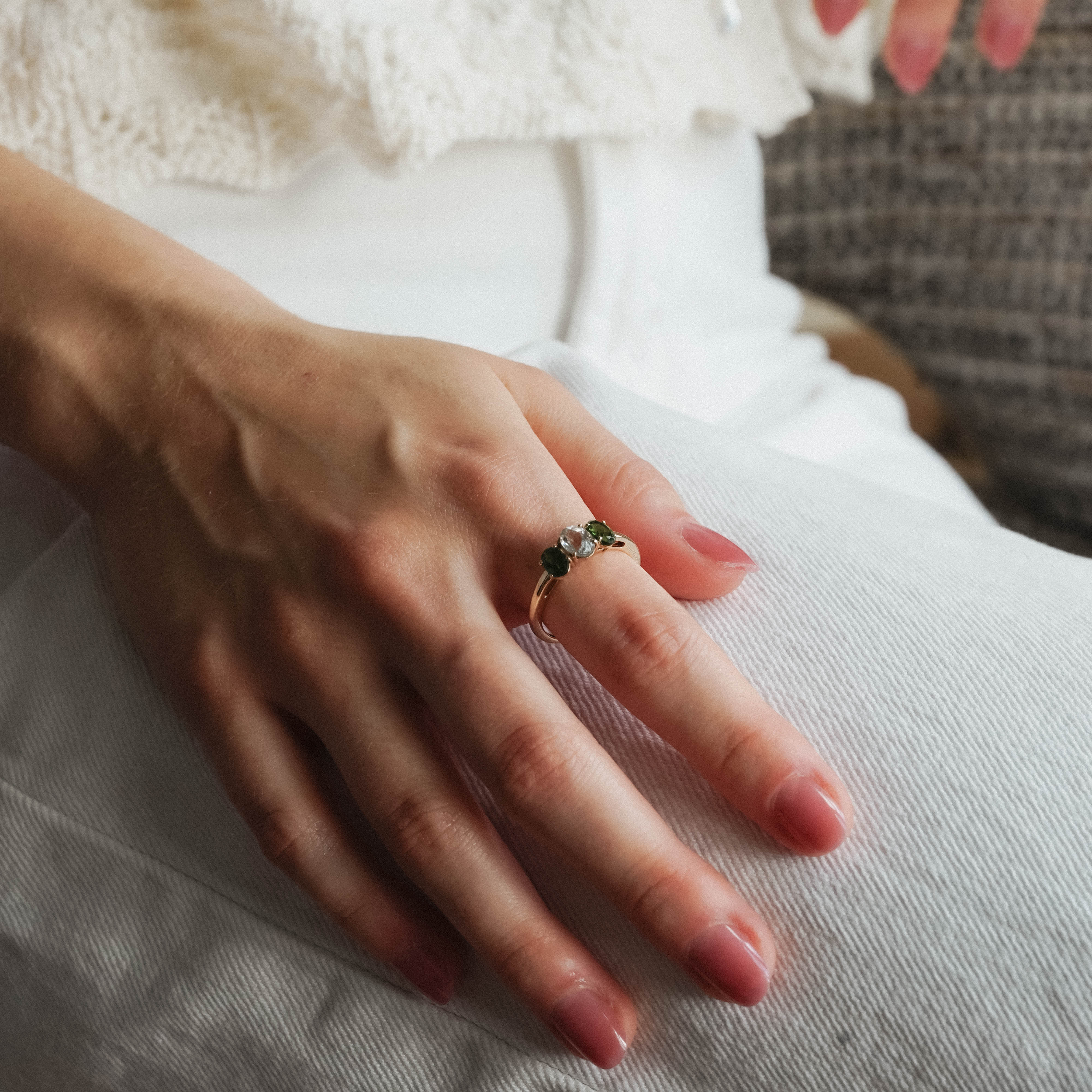 Juliette | Vintage Aquamarijn en Diopsiet ring