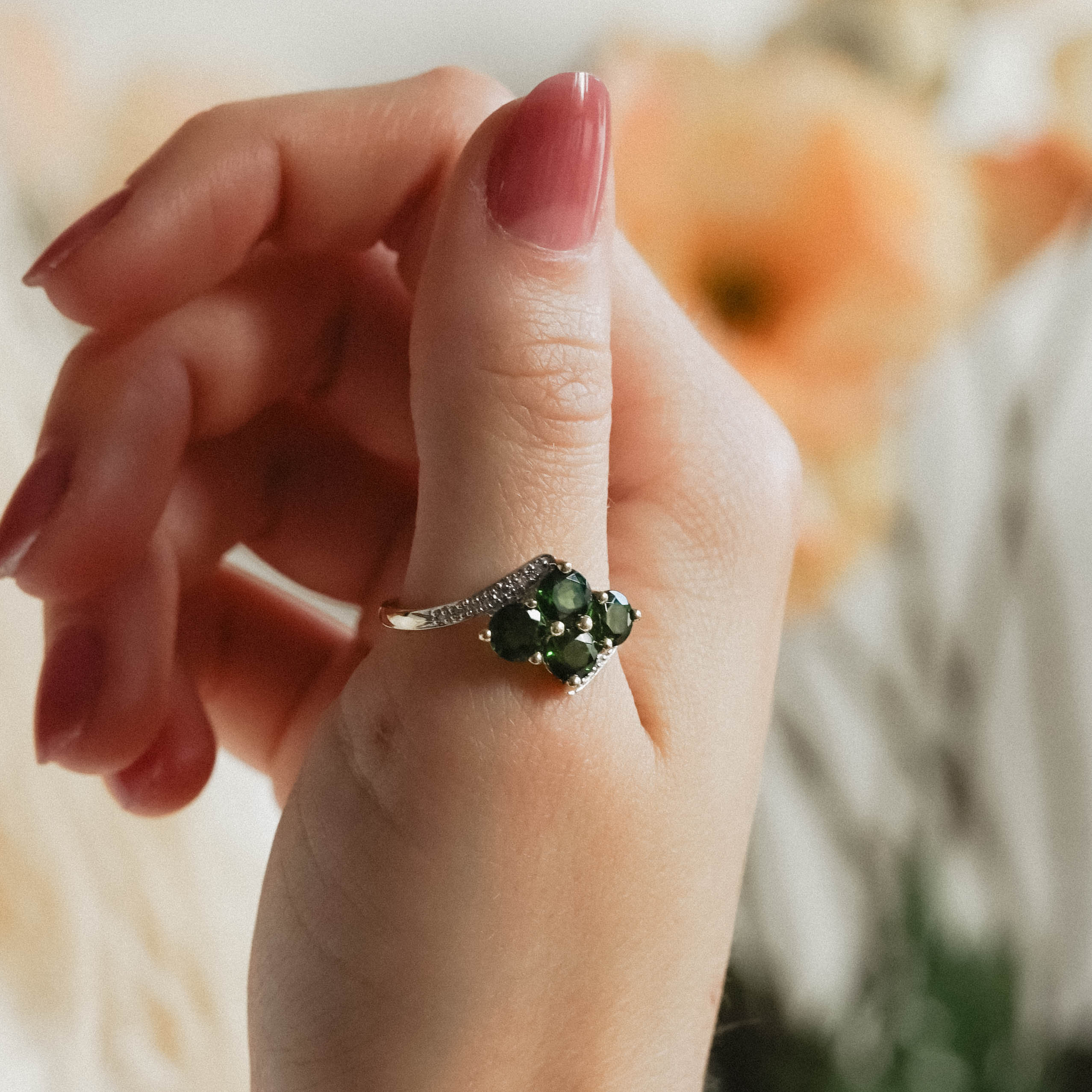 Sofie | Vintage Diopsiet en Diamant ring