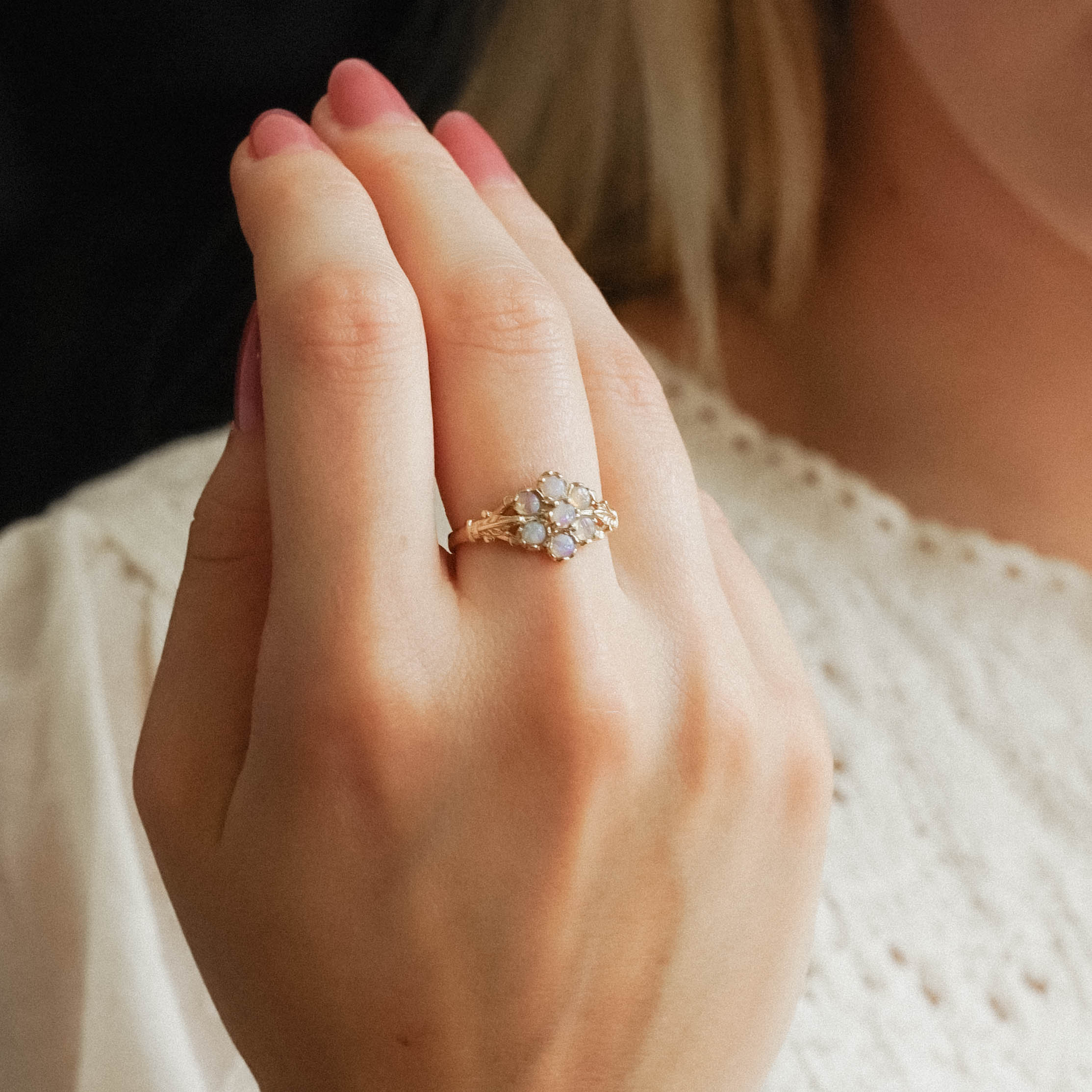 Leonora| Vintage Opaal Cluster ring