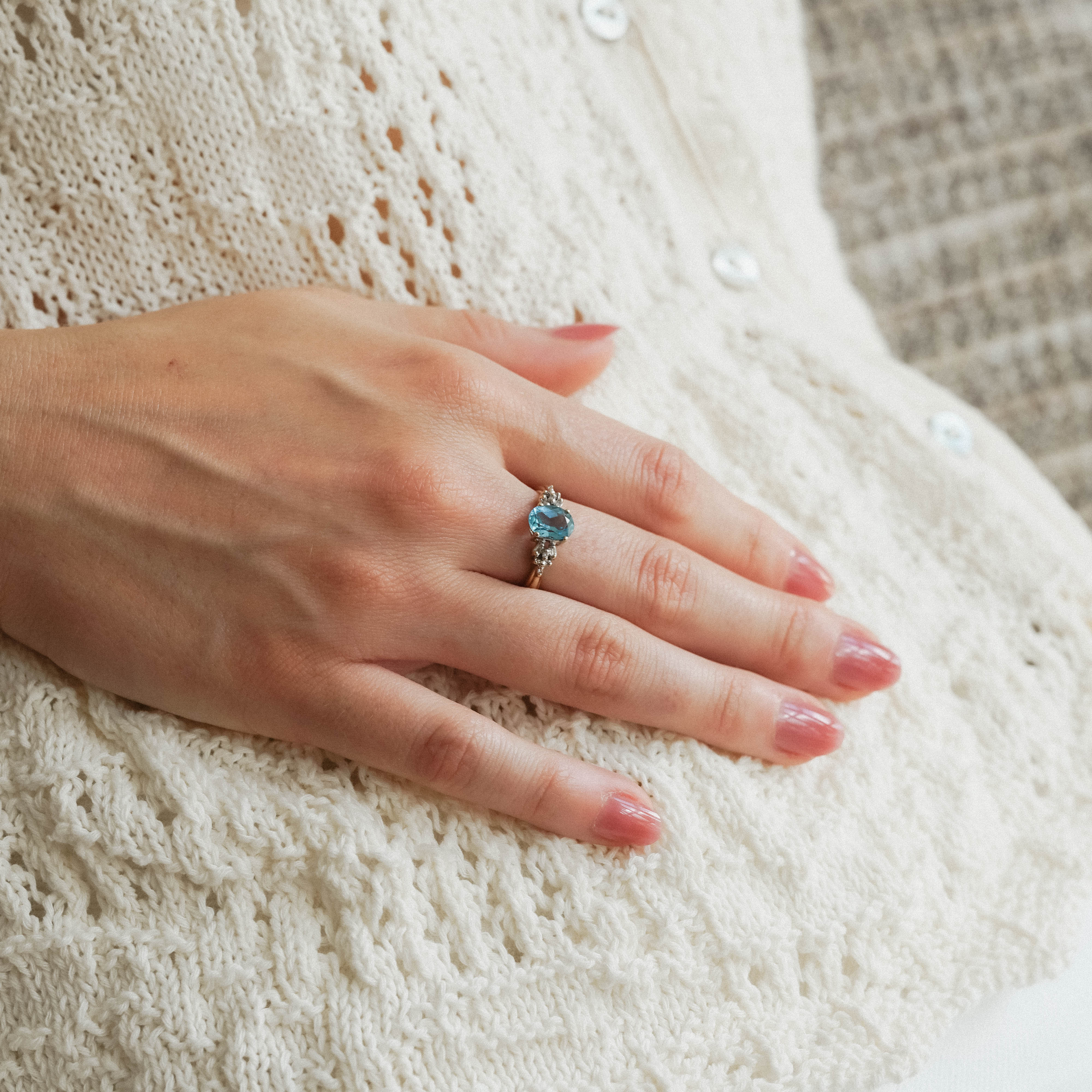 Celeste| Vintage Topaas en Diamant ring - Menina Amsterdam