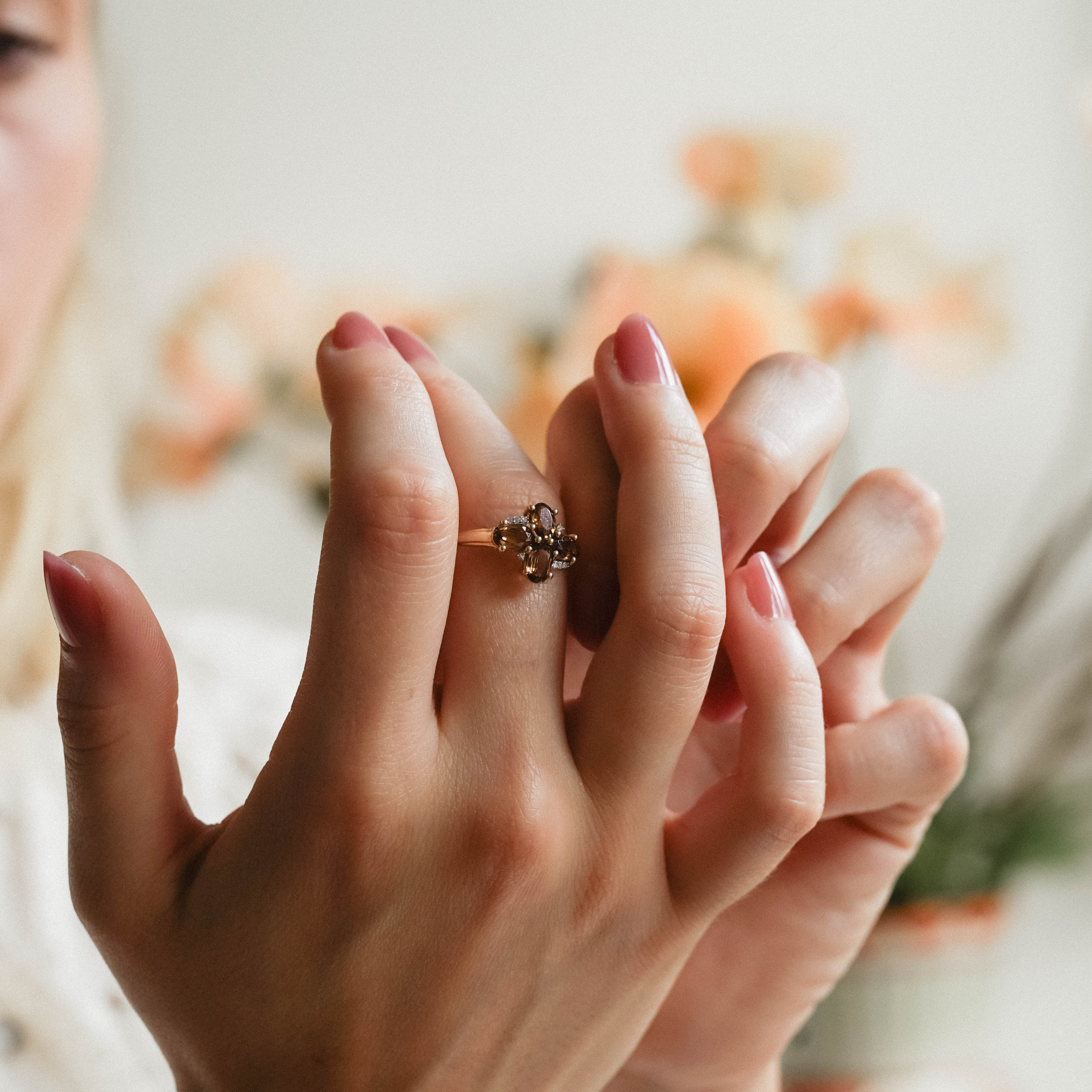Colette| Vintage Kwarts en Diamand ring - Menina Amsterdam