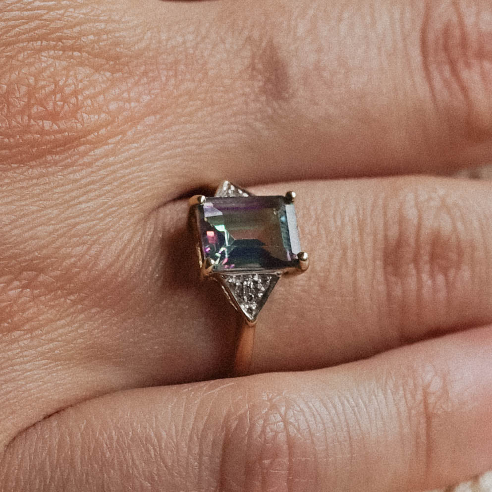 Mireille| Vintage Topaas en Diamant ring - Menina Amsterdam