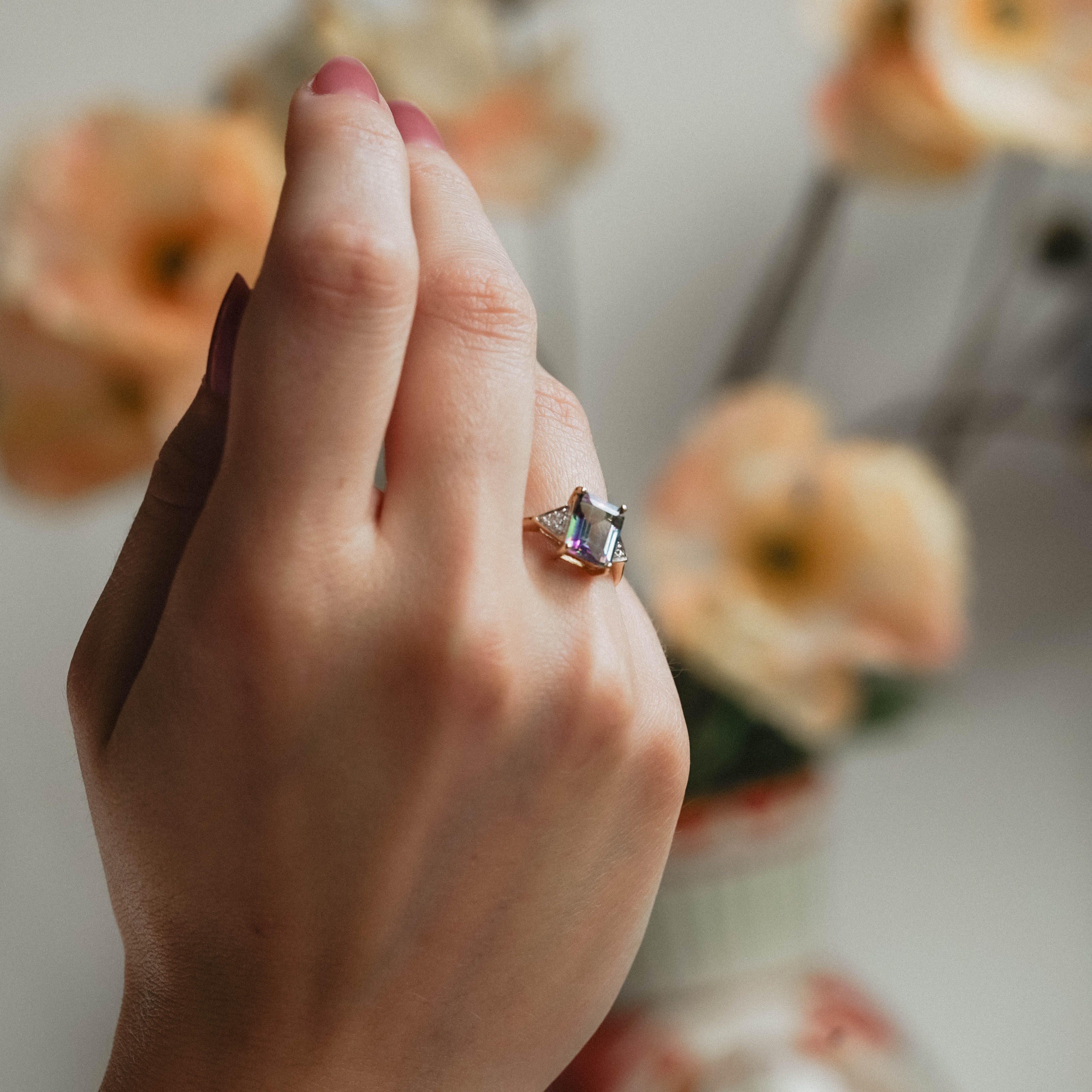 Mireille| Vintage Topaas en Diamant ring - Menina Amsterdam