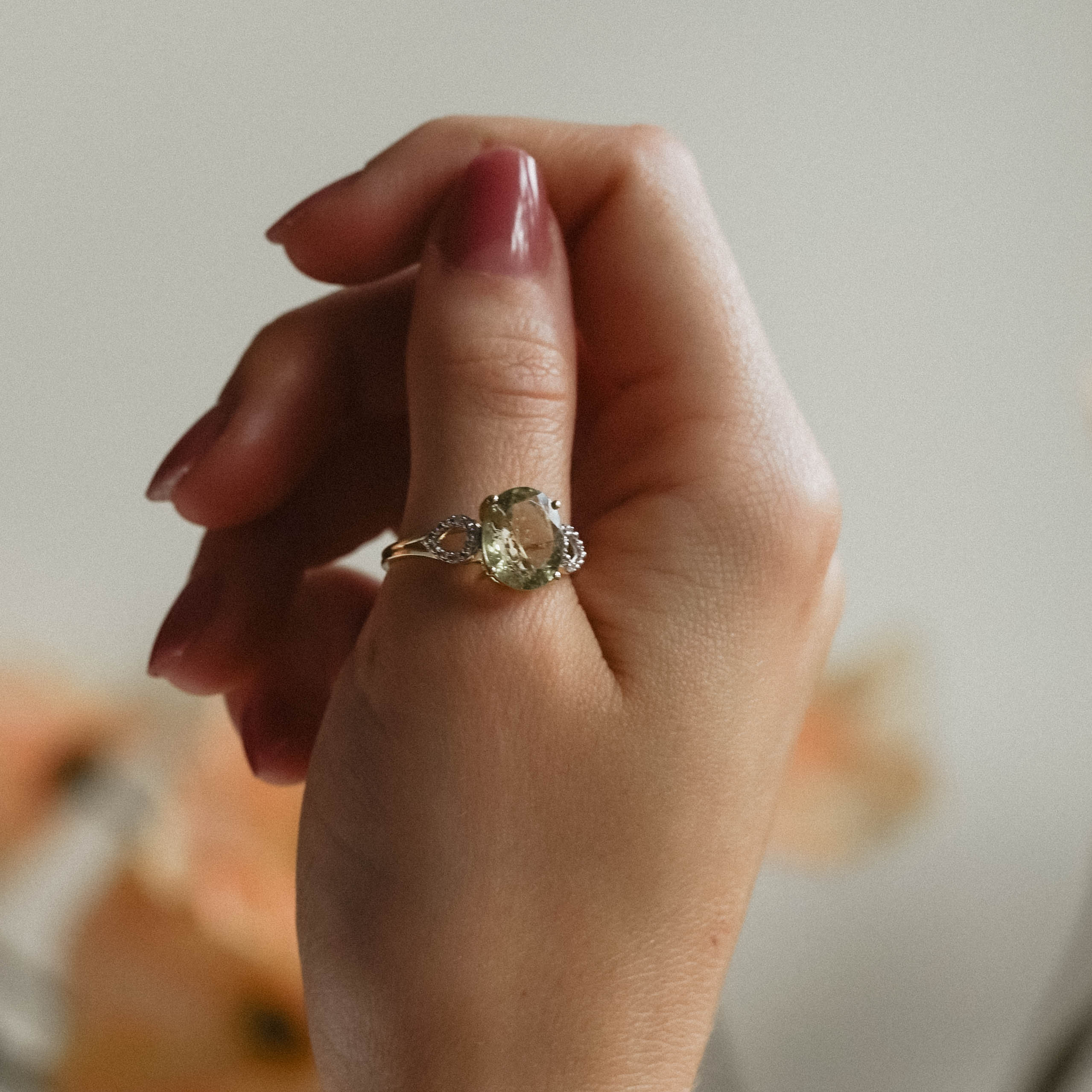 Eloise | Vintage Kwarts en Diamant ring - Menina Amsterdam