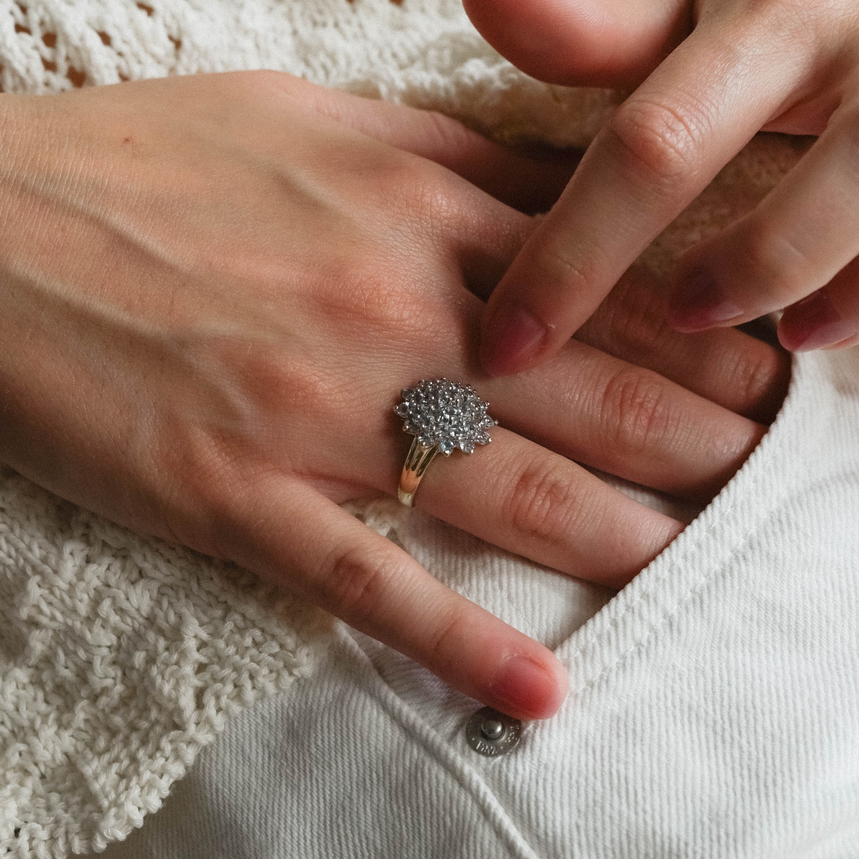 Julianne| Vintage Aquamarijn cluster ring