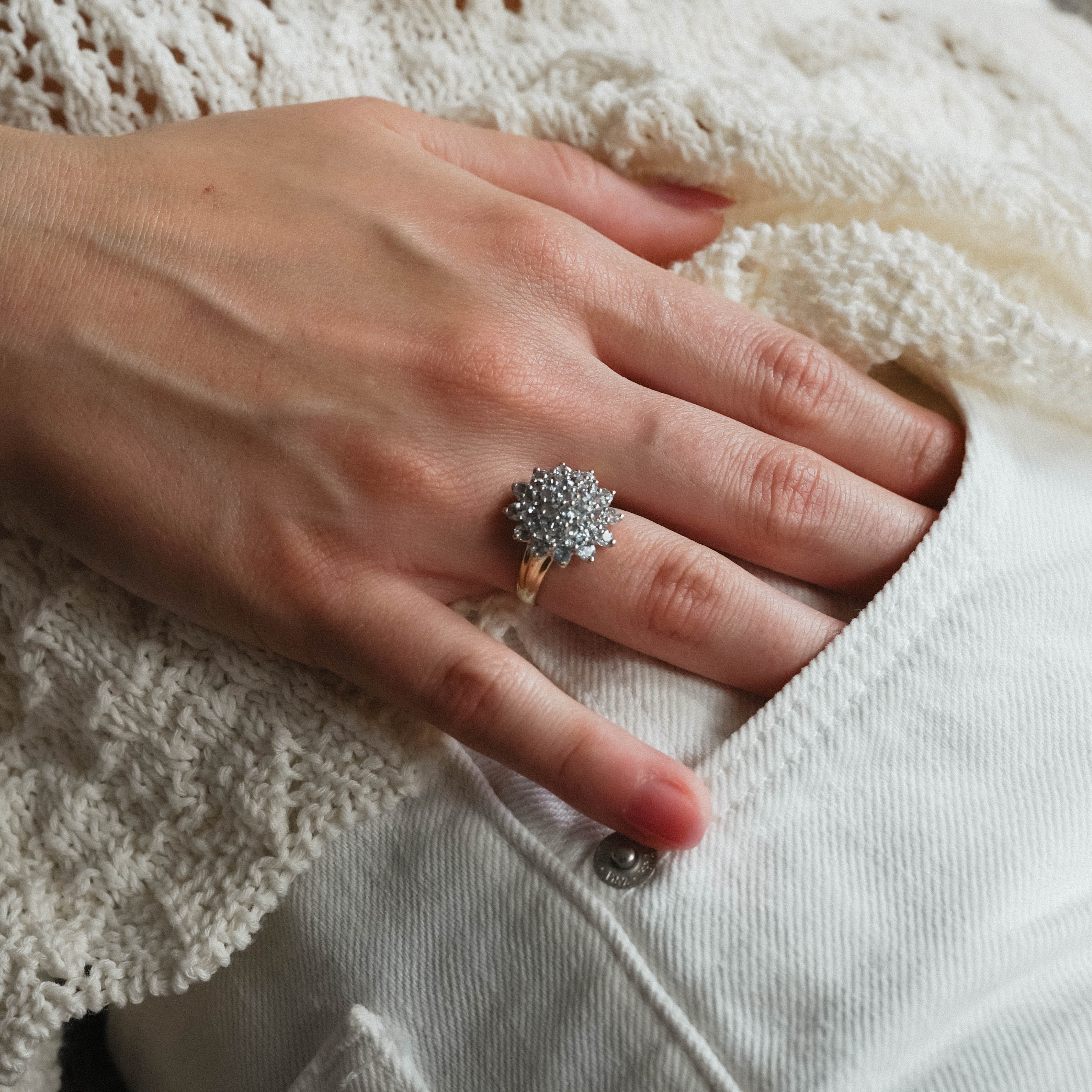 Julianne| Vintage Aquamarijn cluster ring