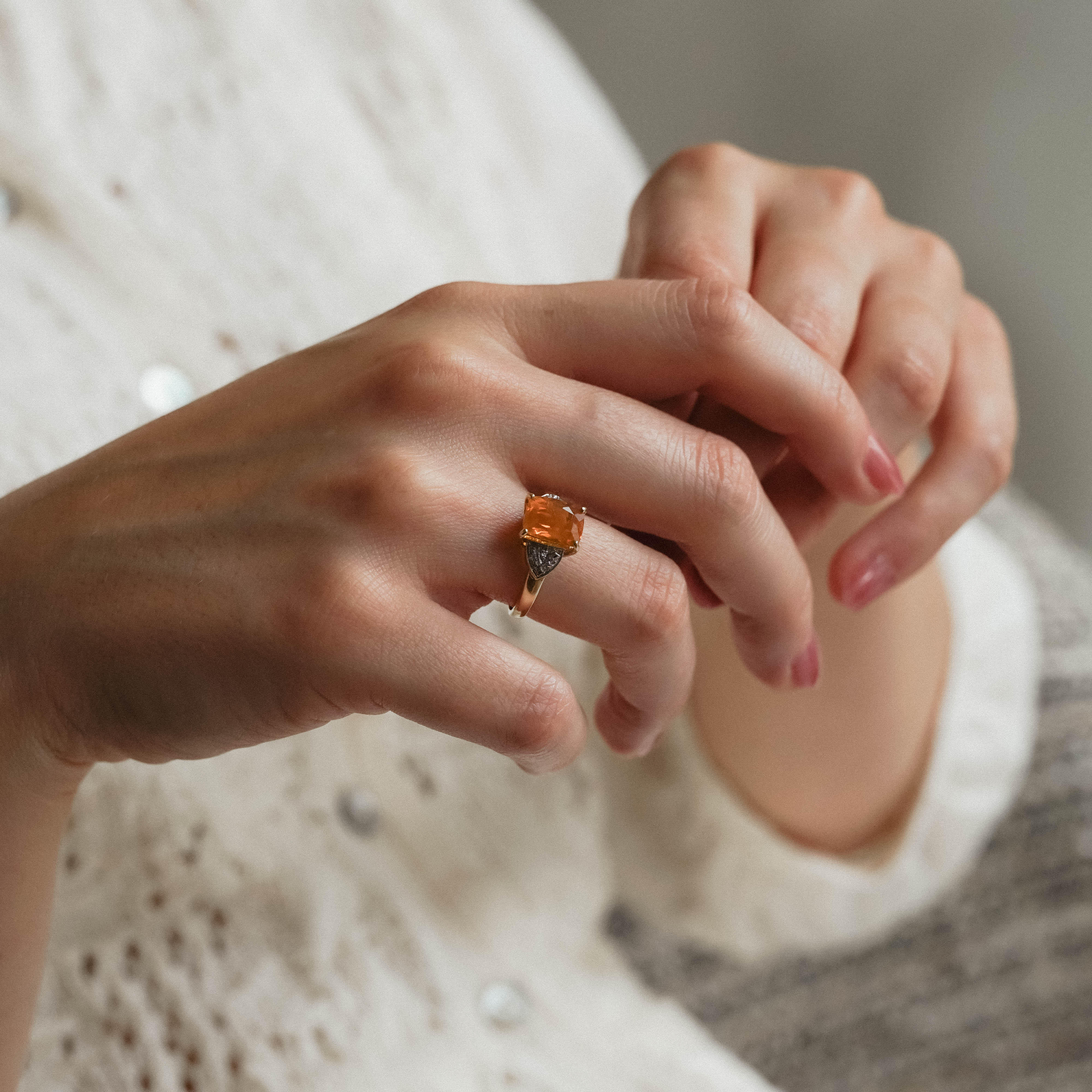 Brittany| Vintage Opaal en Diamant ring - Menina Amsterdam