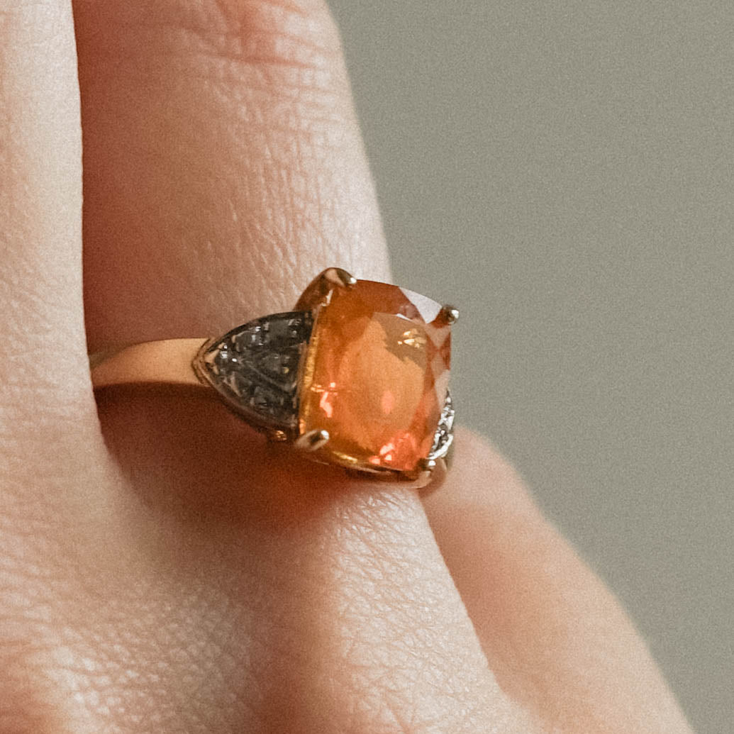 Brittany| Vintage Opaal en Diamant ring - Menina Amsterdam