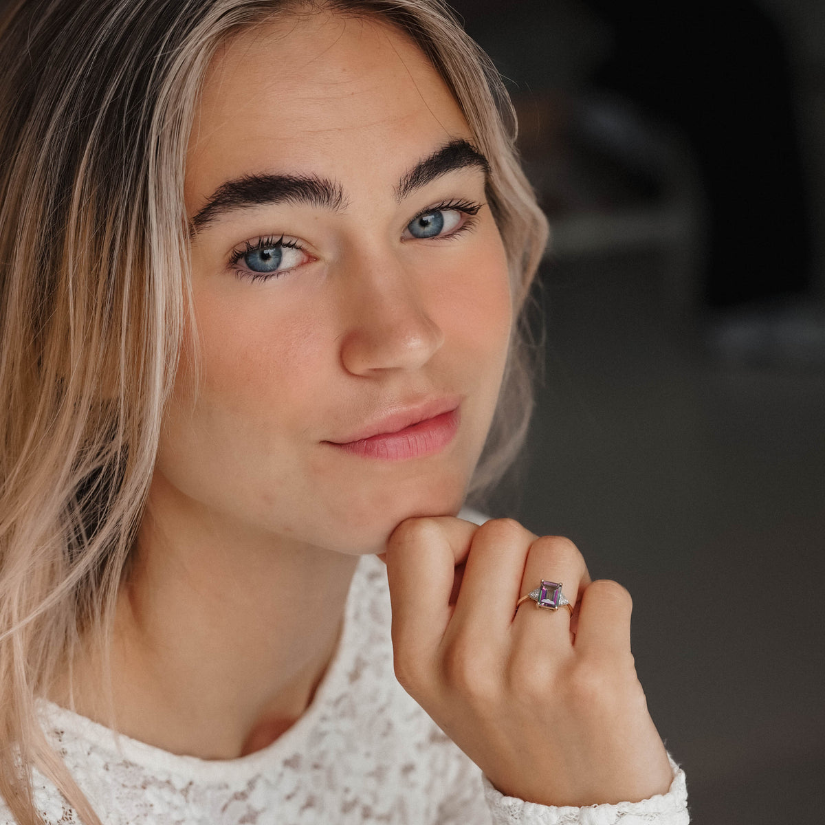 Mireille | Vintage Topaas en Diamant ring