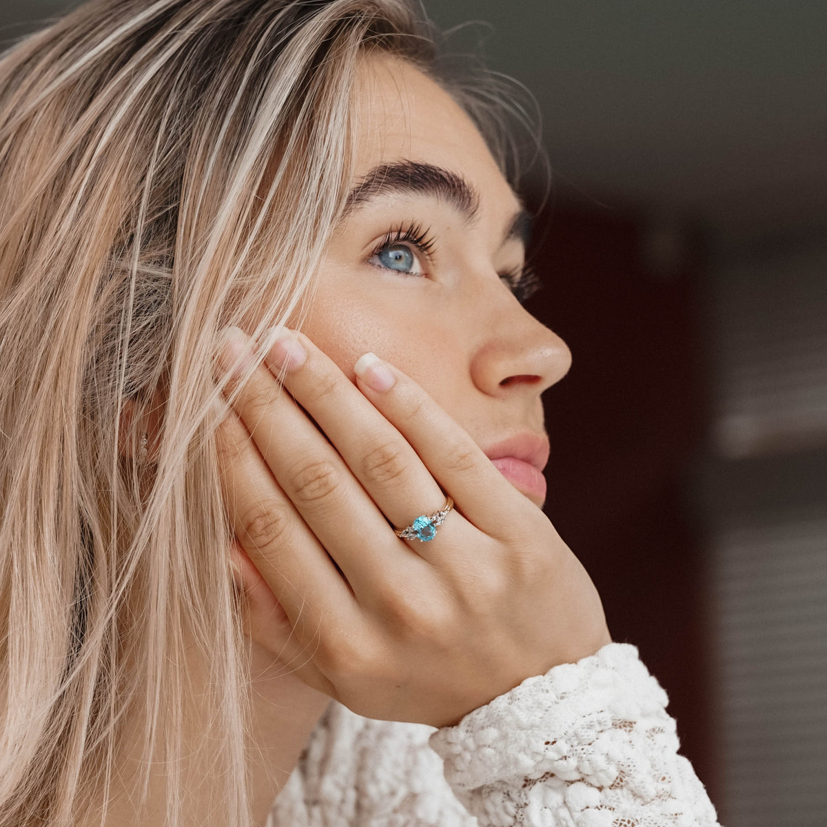 Celeste | Vintage Topaas en Diamant ring