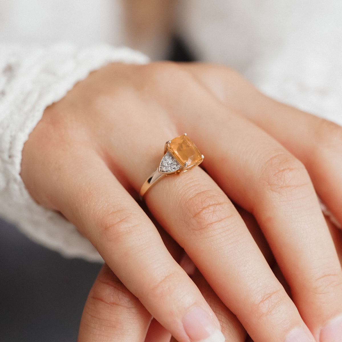 Brittany | Vintage Opaal en Diamant ring