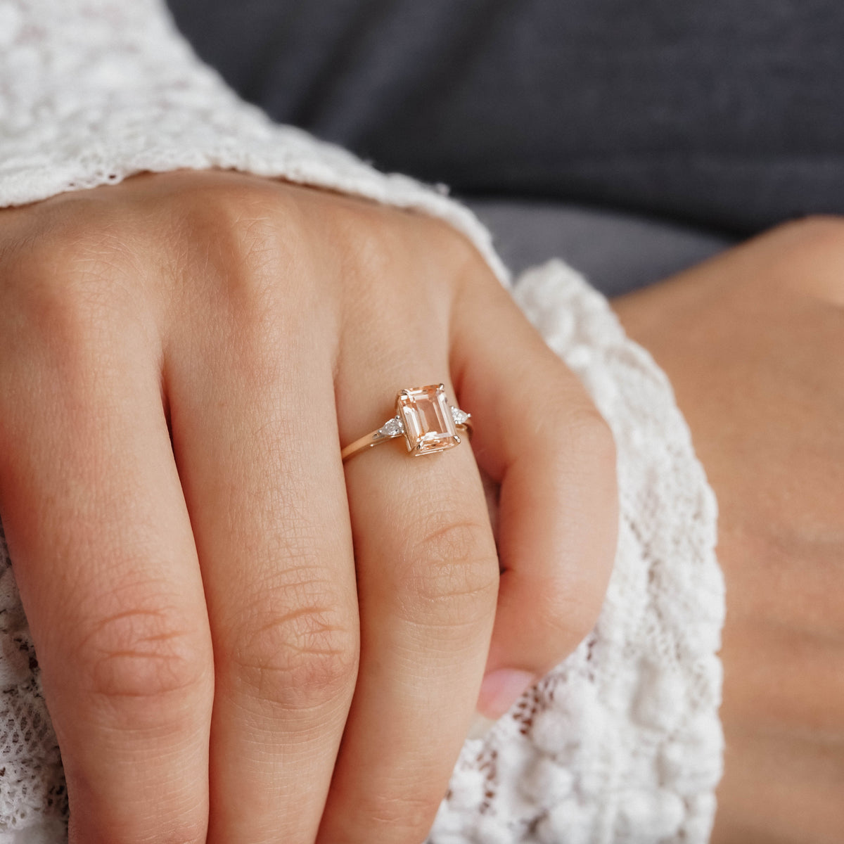 Rosalie | Morganiet & Diamant Ring - Menina Amsterdam