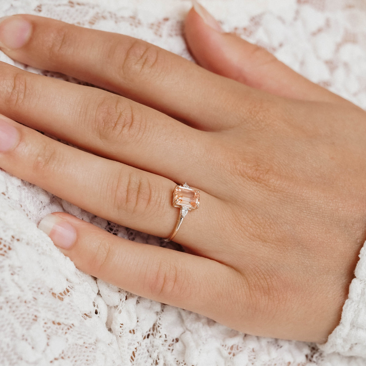 Rosalie | Morganiet & Diamant Ring - Menina Amsterdam