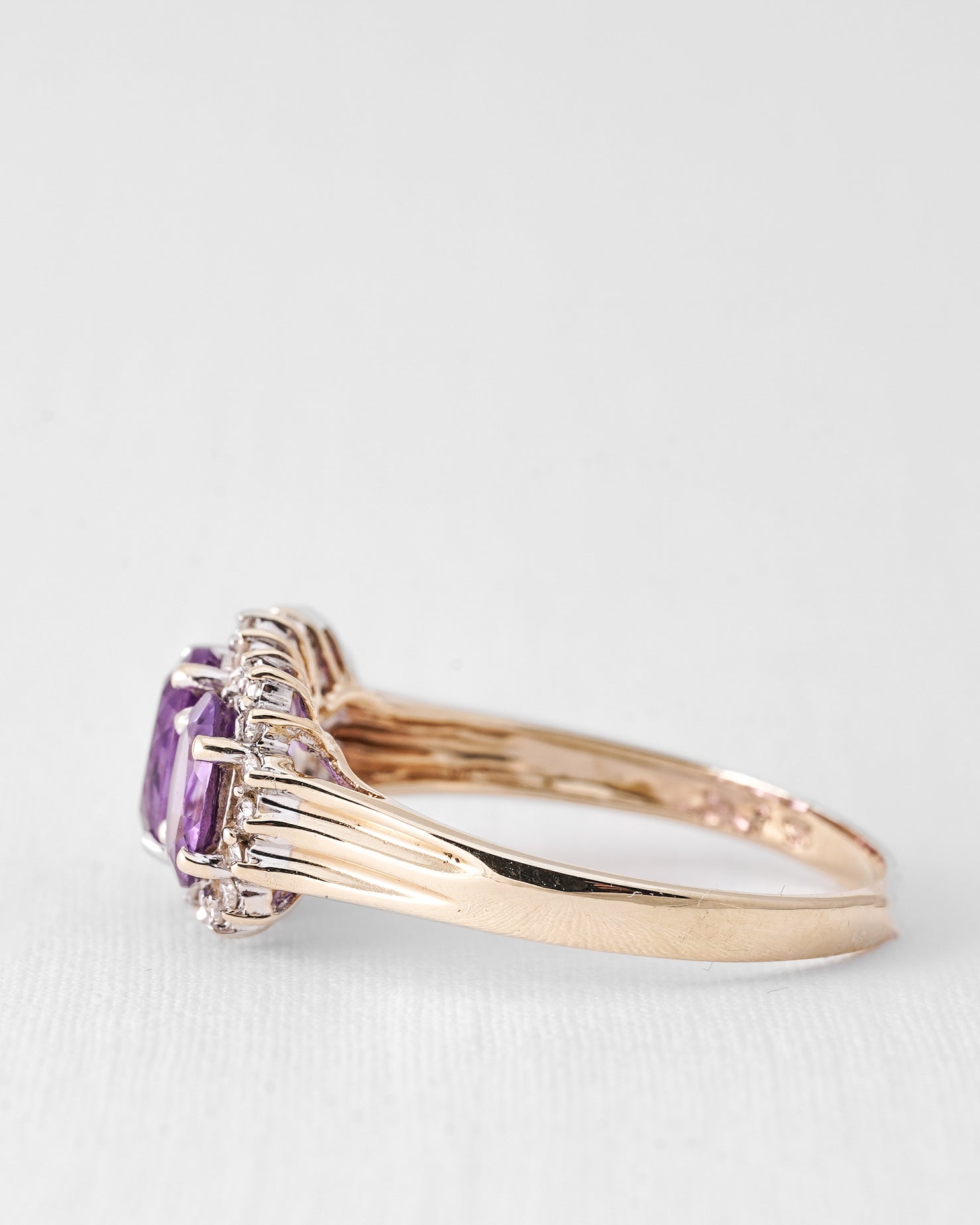 Evelora | Vintage Amethist en Diamant Driesteen Ring