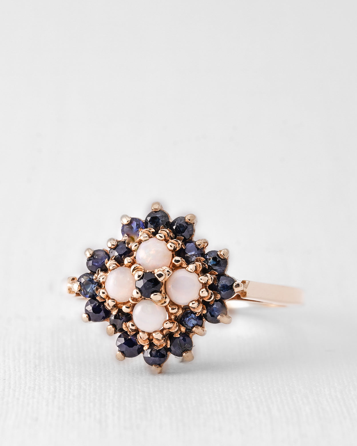 Emma | Vintage Saffier en Opaal Cluster Ring
