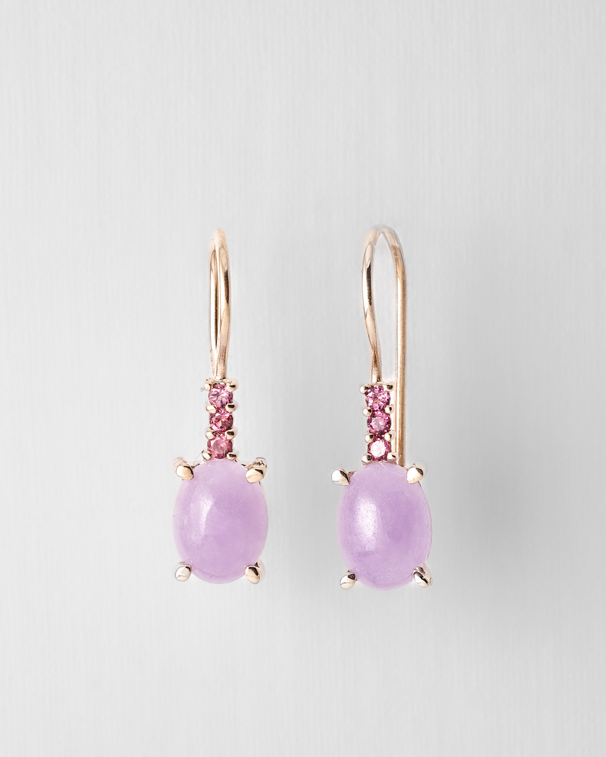 Lily | Vintage Lavendel Jade & Granaat Oorbellen