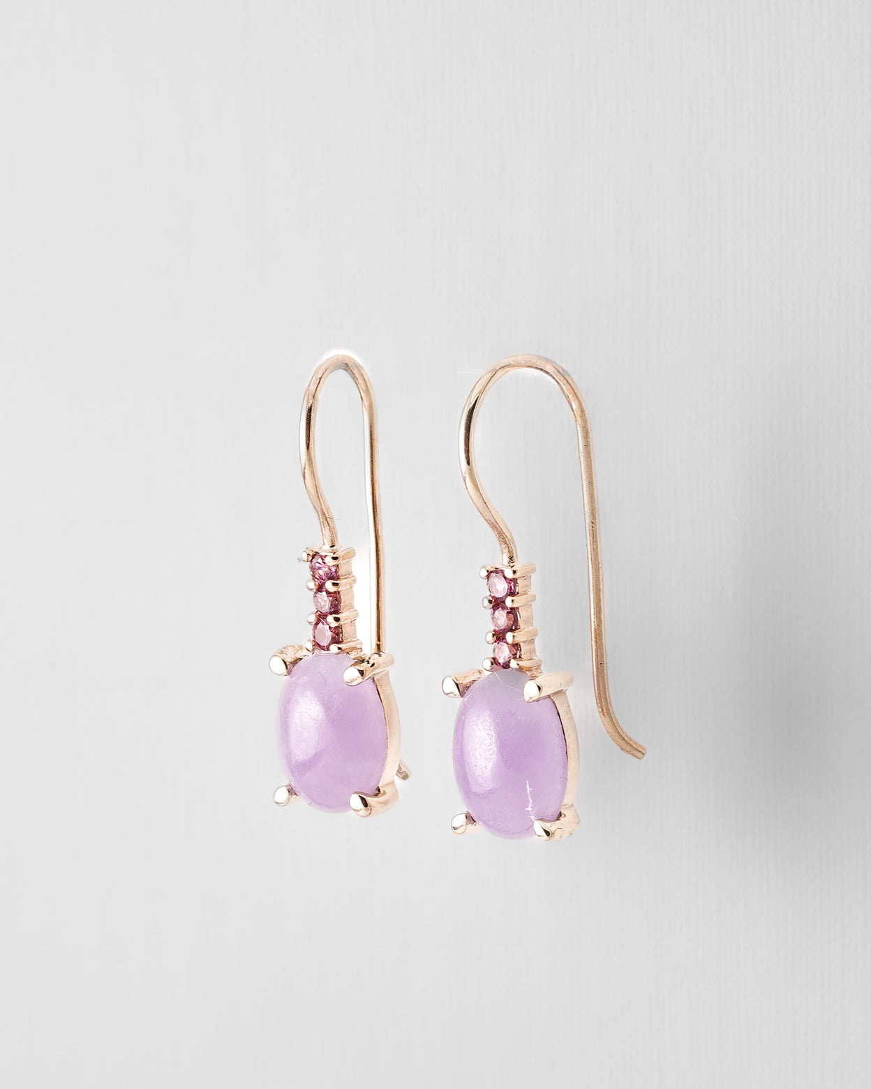 Lily | Vintage Lavendel Jade & Granaat Oorbellen