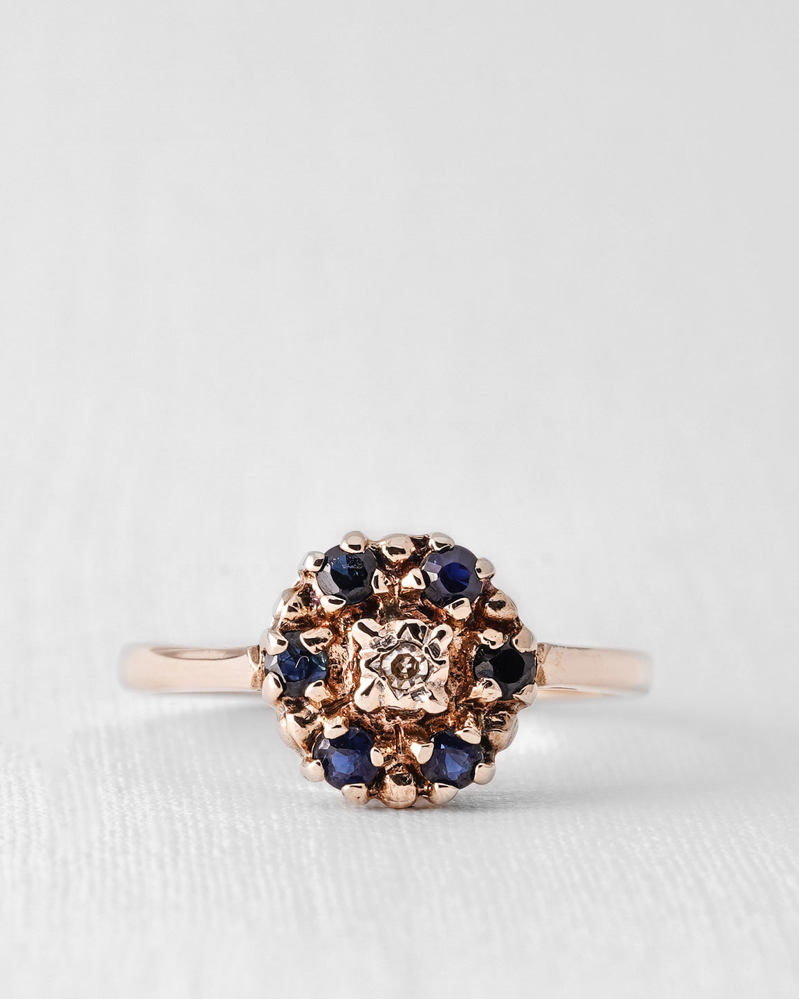 Hiannah | Vintage Saffier & Diamant Dress Ring