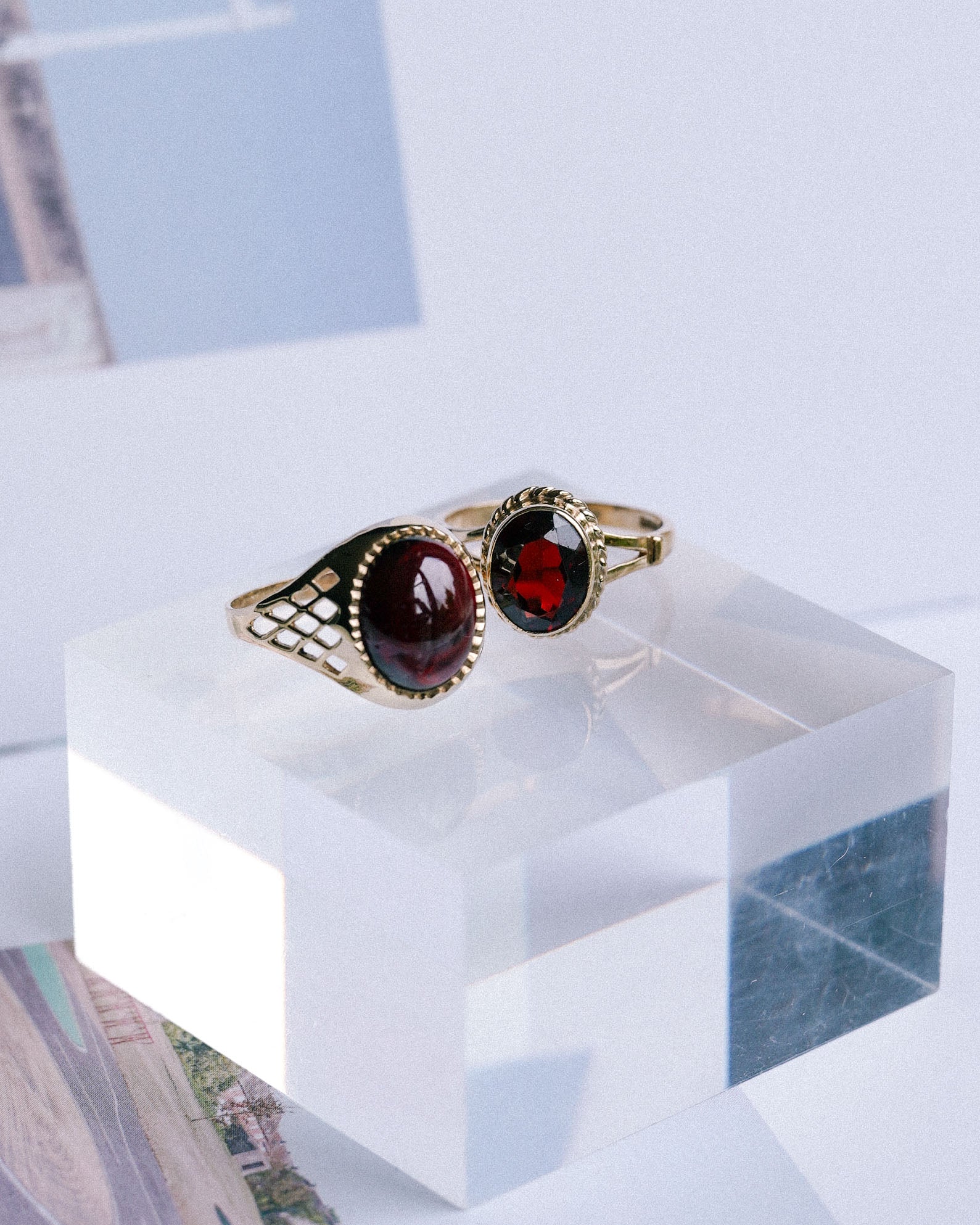 Maribel | Vintage Cabochon Granaat Ring
