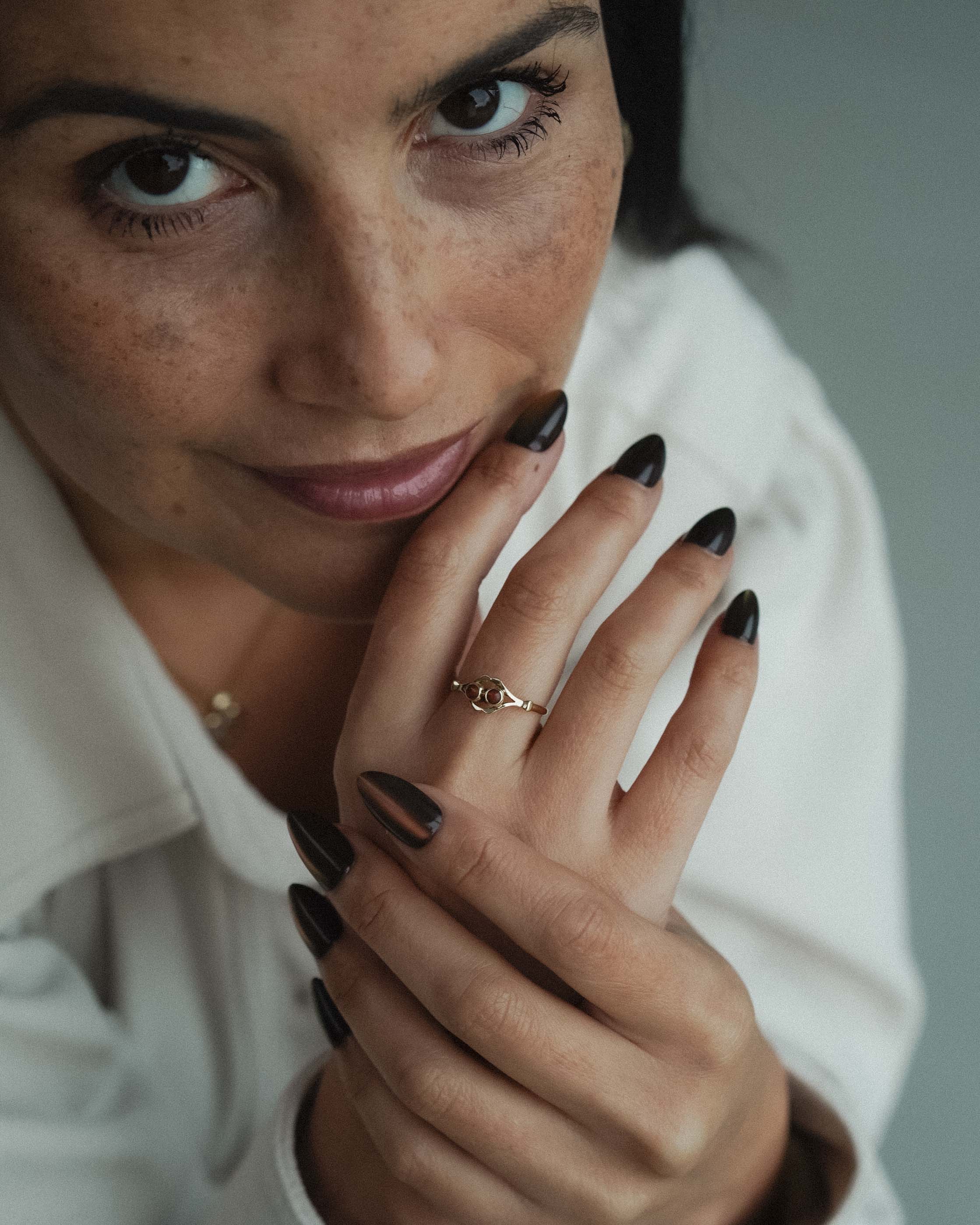 Sian | 14K Briljant & Granaat Filigree Ring