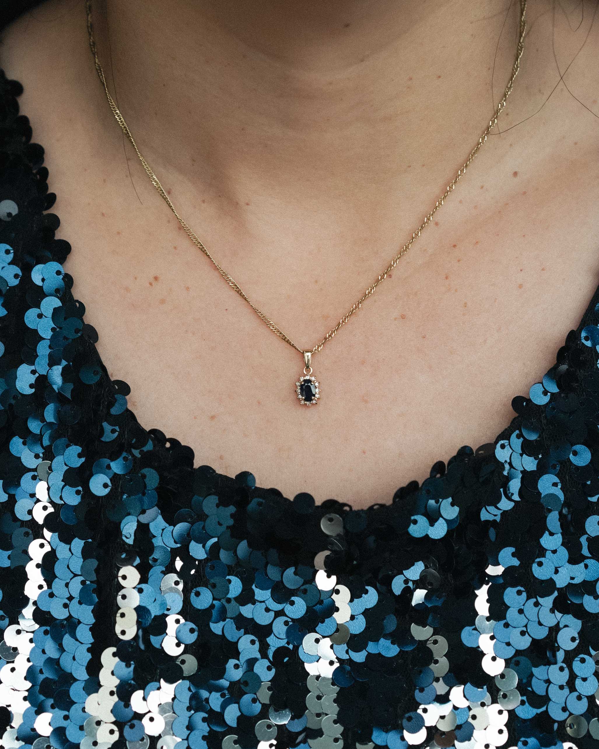 Cyrene | Vintage Saffier & Diamant Hanger