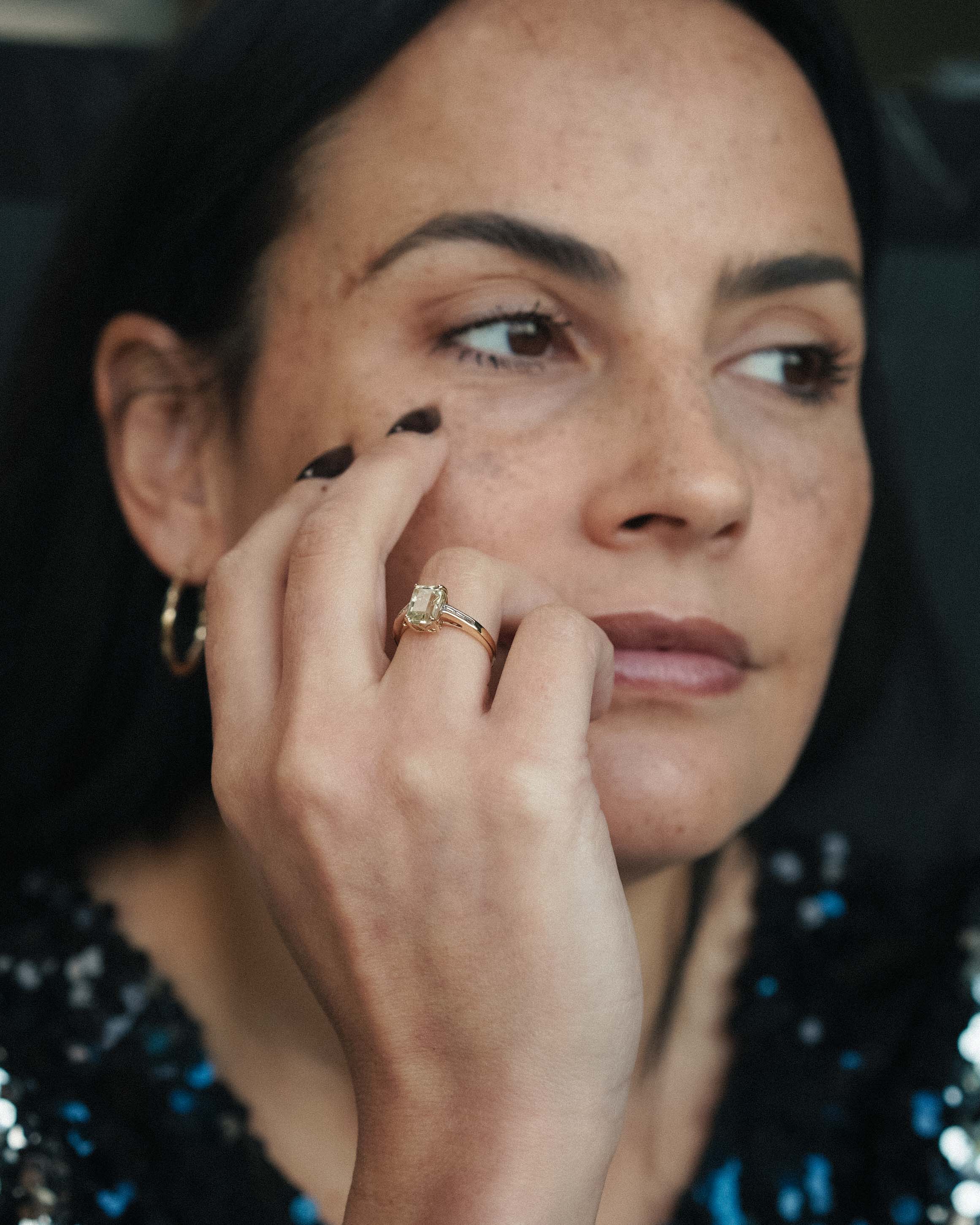 Zeliane | Vintage Kwarts & Witte Saffier Baguette Solitair Ring