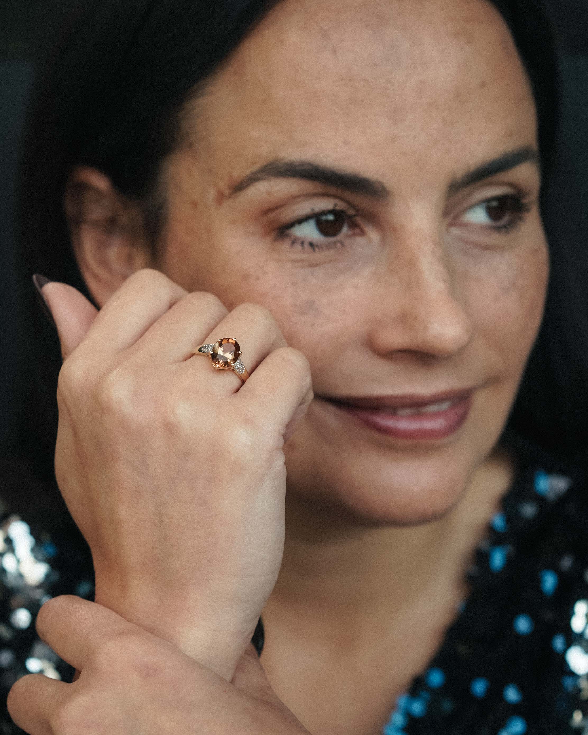 Solandra | Vintage Kwarts & Witte Saffier Dress Ring