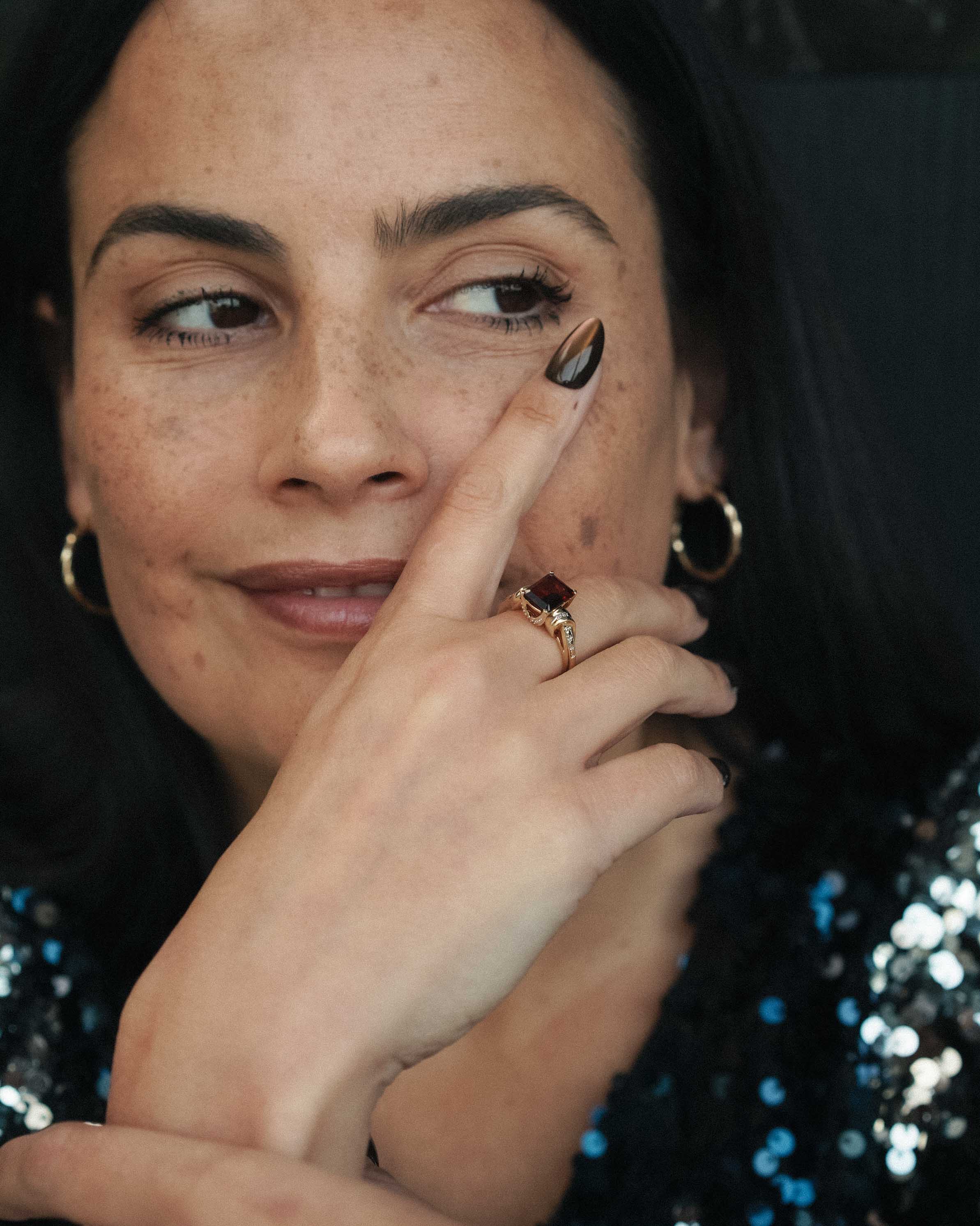 Varelia | Vintage Granaat & Diamant Solitair Ring