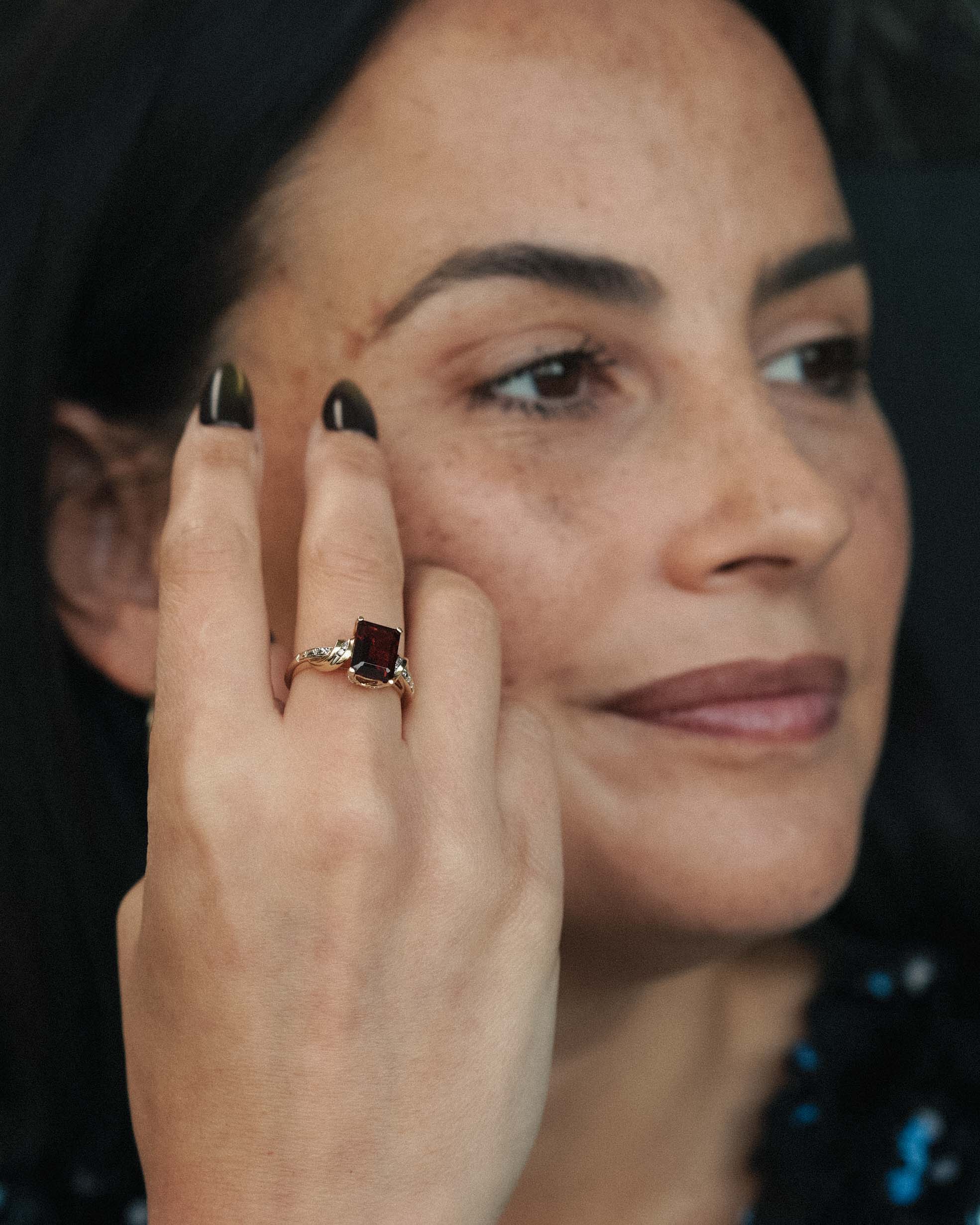 Varelia | Vintage Granaat & Diamant Solitair Ring