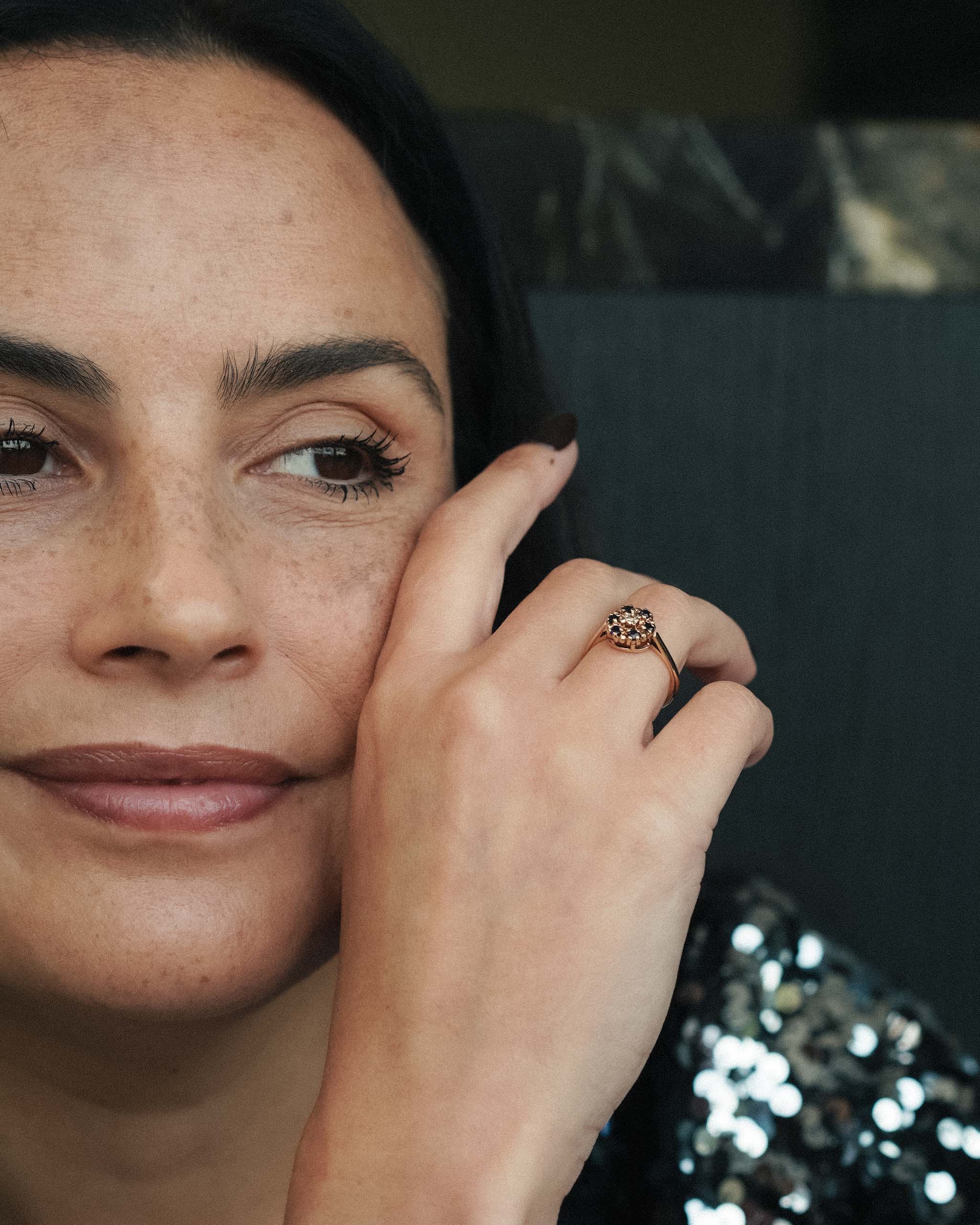 Hiannah | Vintage Saffier & Diamant Dress Ring