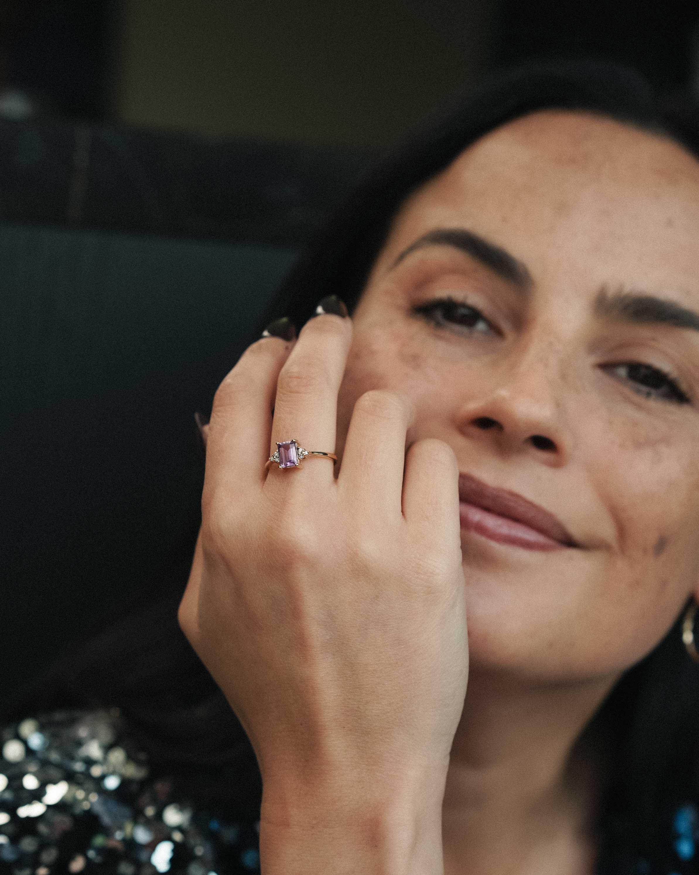 Amaya | Vintage Amethist & Diamant Solitair Ring