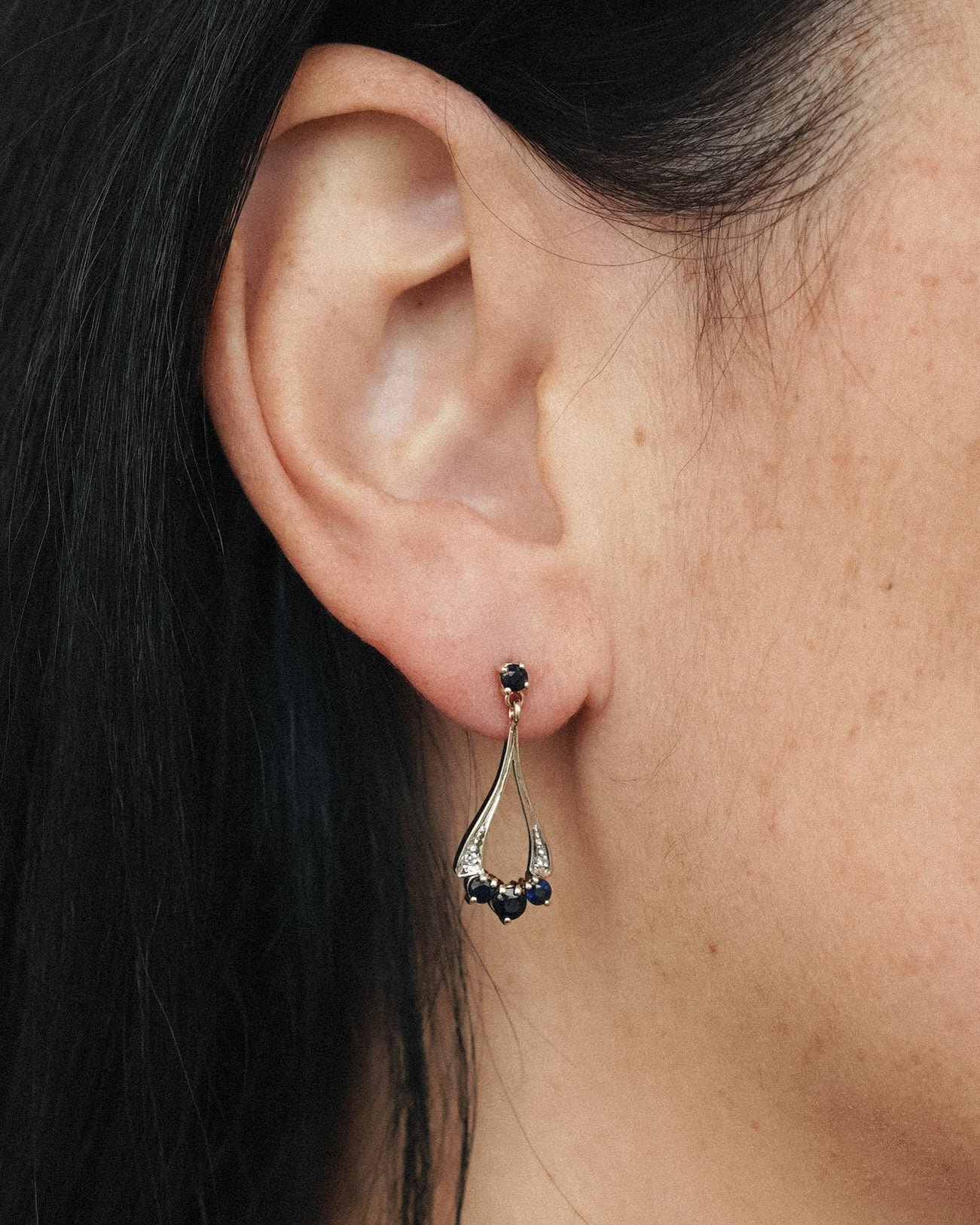 Ismeria | Vintage Saffier & Diamant Oorbellen