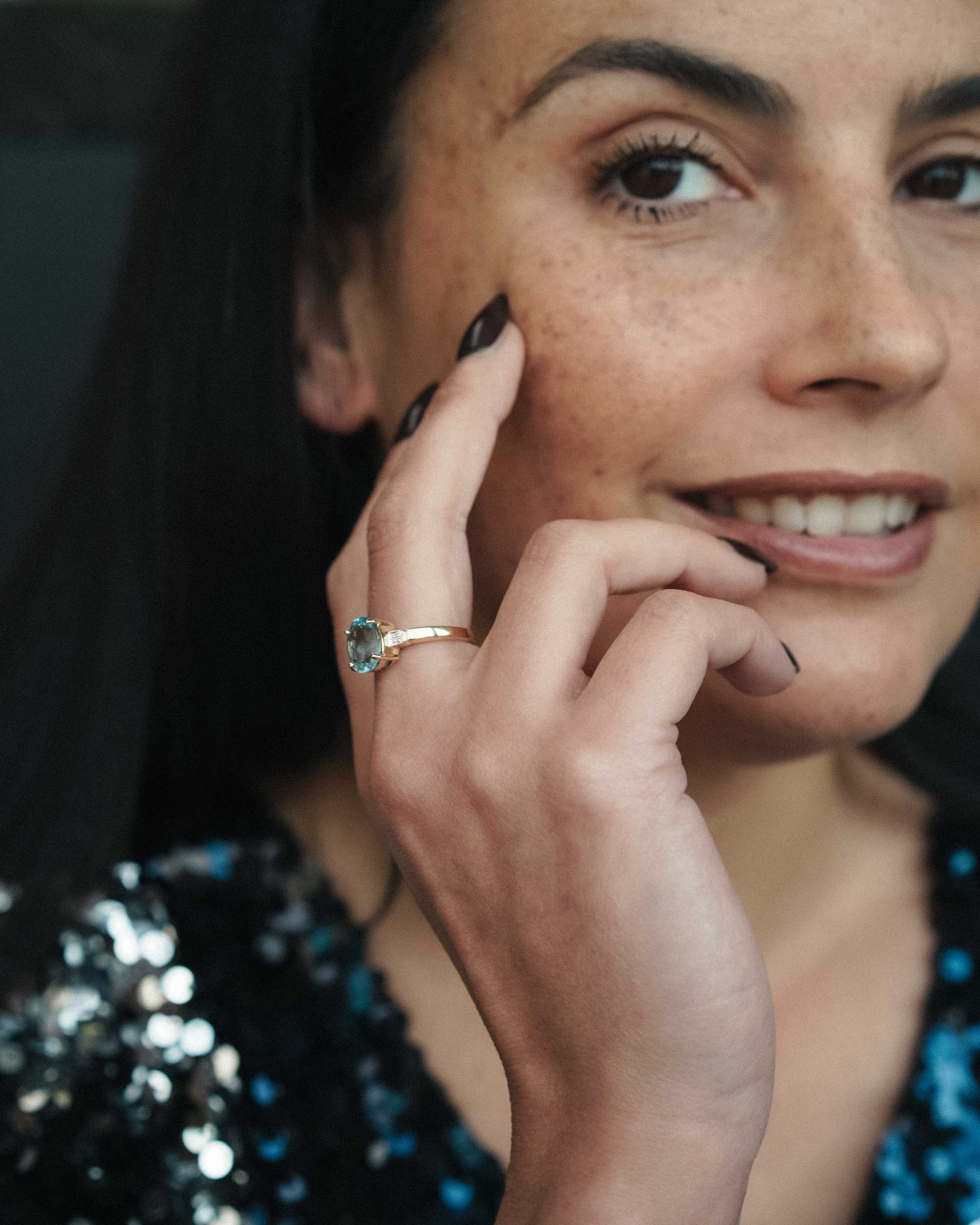 Daphne | Vintage Topaas & Diamant Solitair Ring