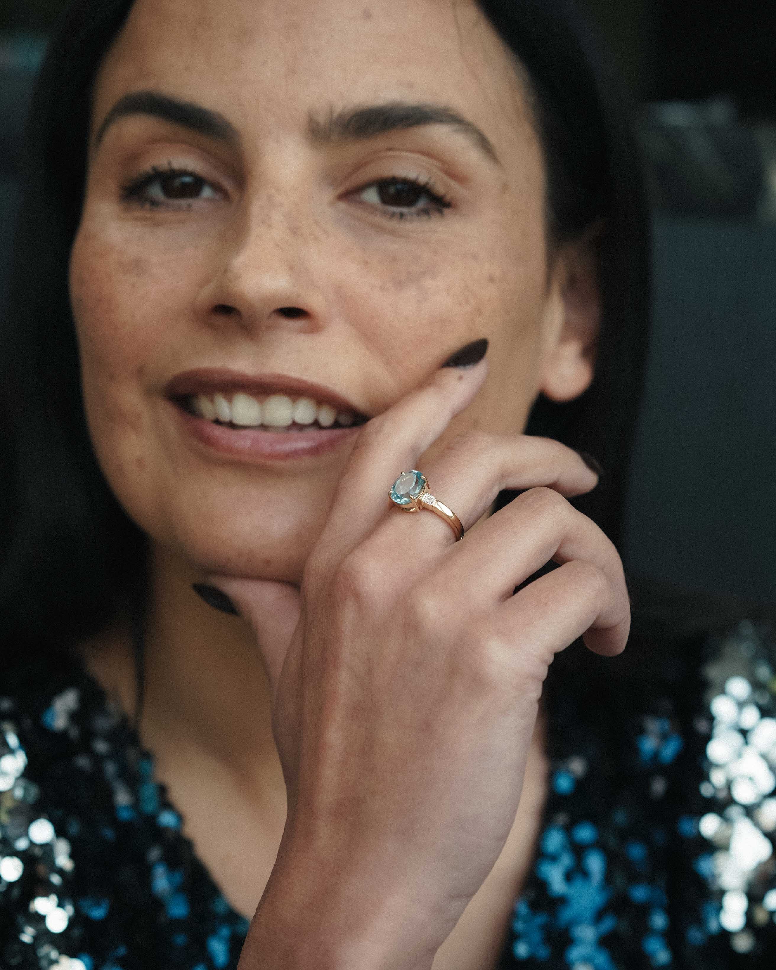 Daphne | Vintage Topaas & Diamant Solitair Ring