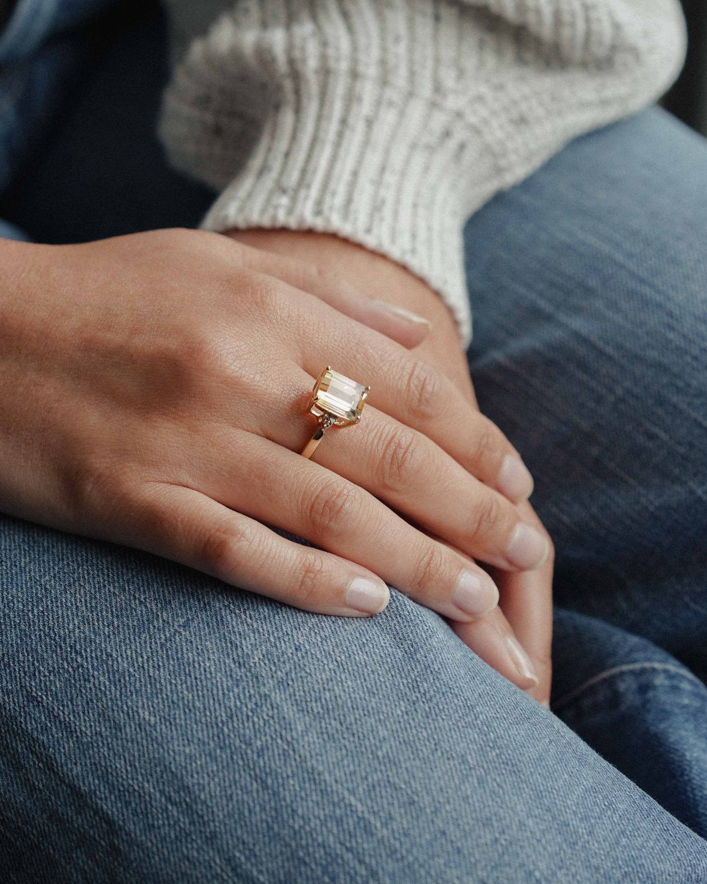 Elira | Vintage Bi-Colour Kwarts & Witte Saffier Ring
