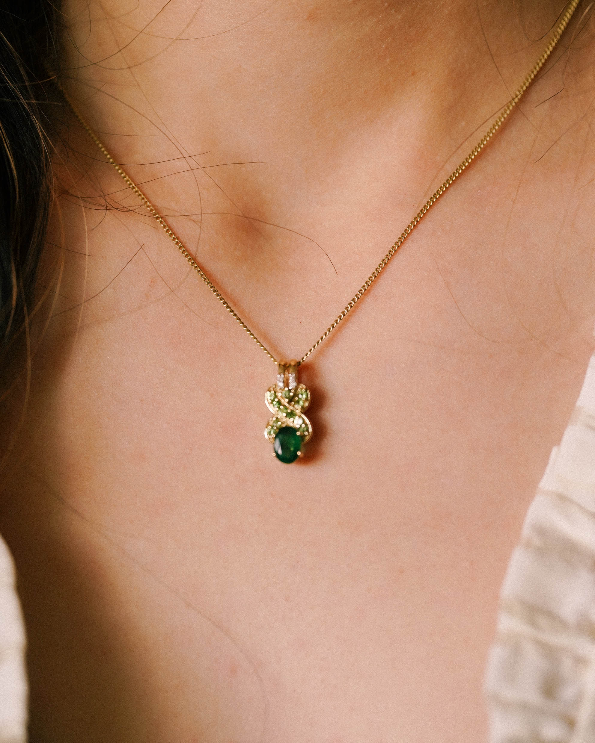 Elva | Vintage Smaragd, Granaat & Diamant Hanger