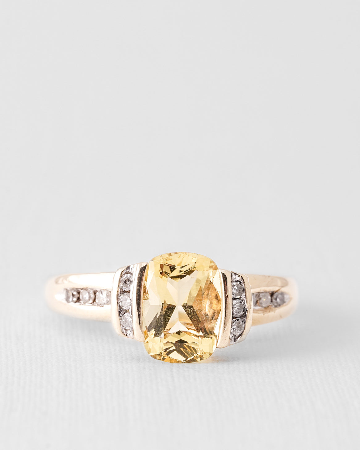 Nerina | Vintage Citrien & Diamant Solitaire Ring
