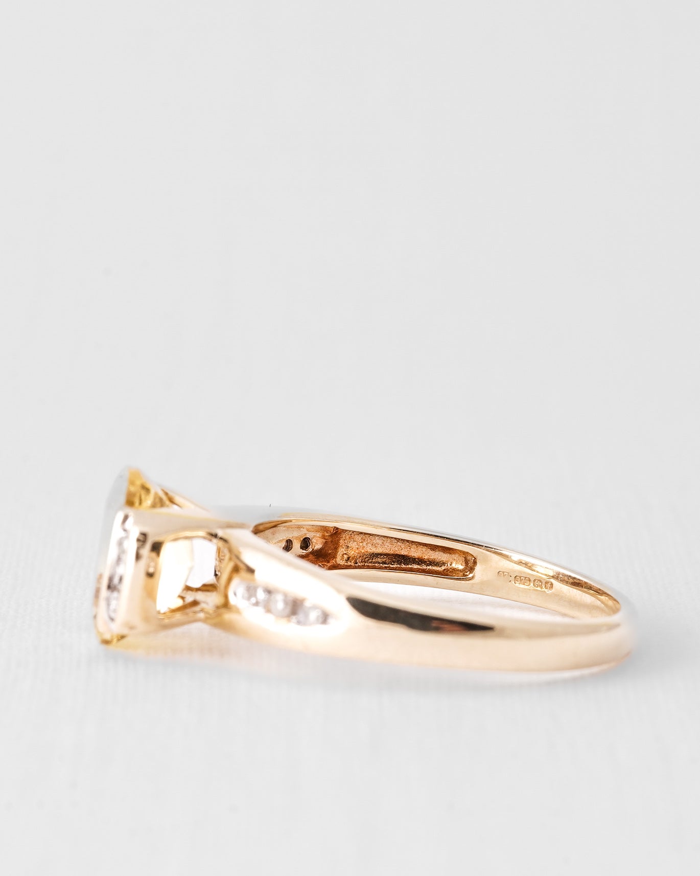 Nerina | Vintage Citrien & Diamant Solitaire Ring