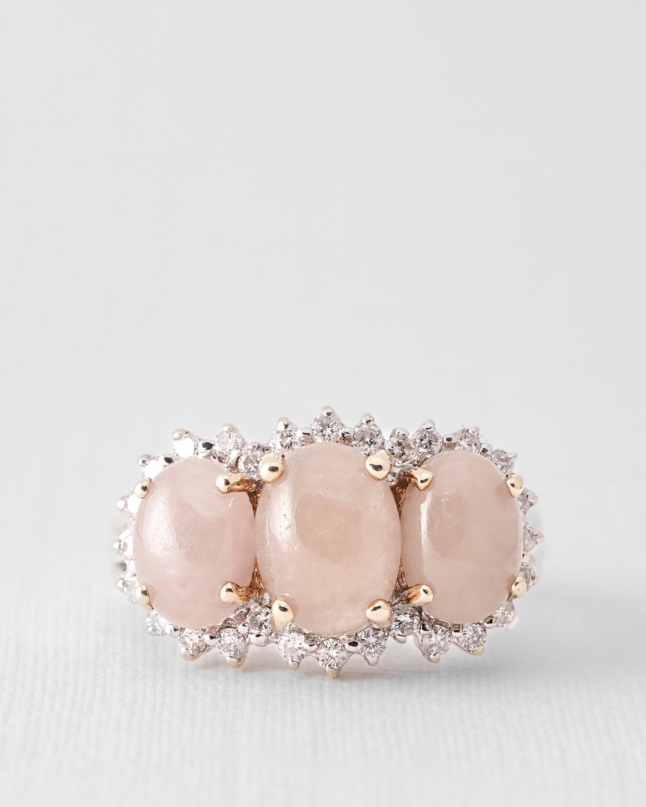 Mireille | Vintage Jade & Diamant Driesteen Ring