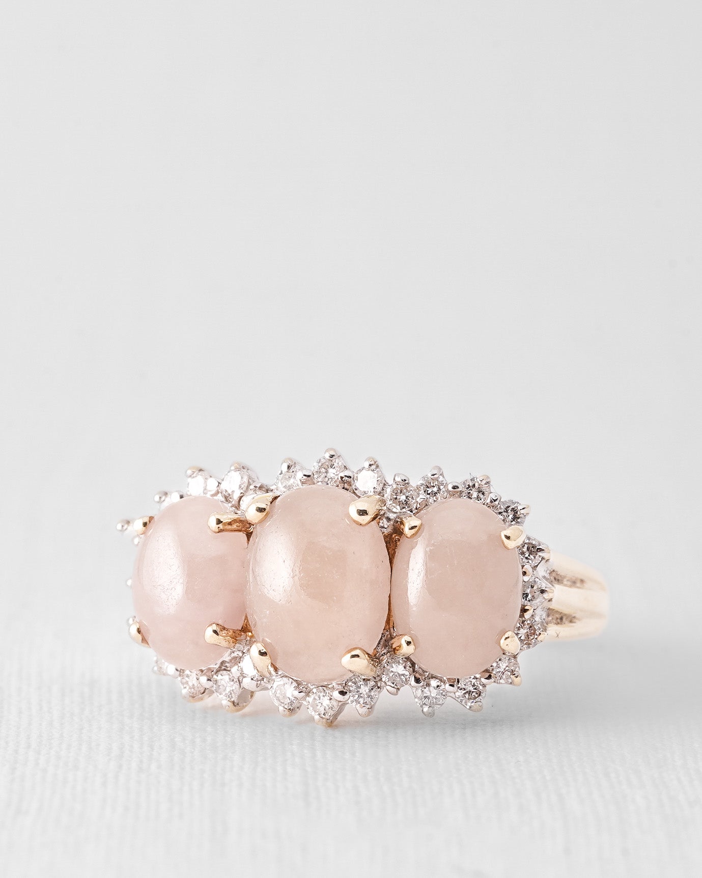 Mireille | Vintage Jade & Diamant Driesteen Ring