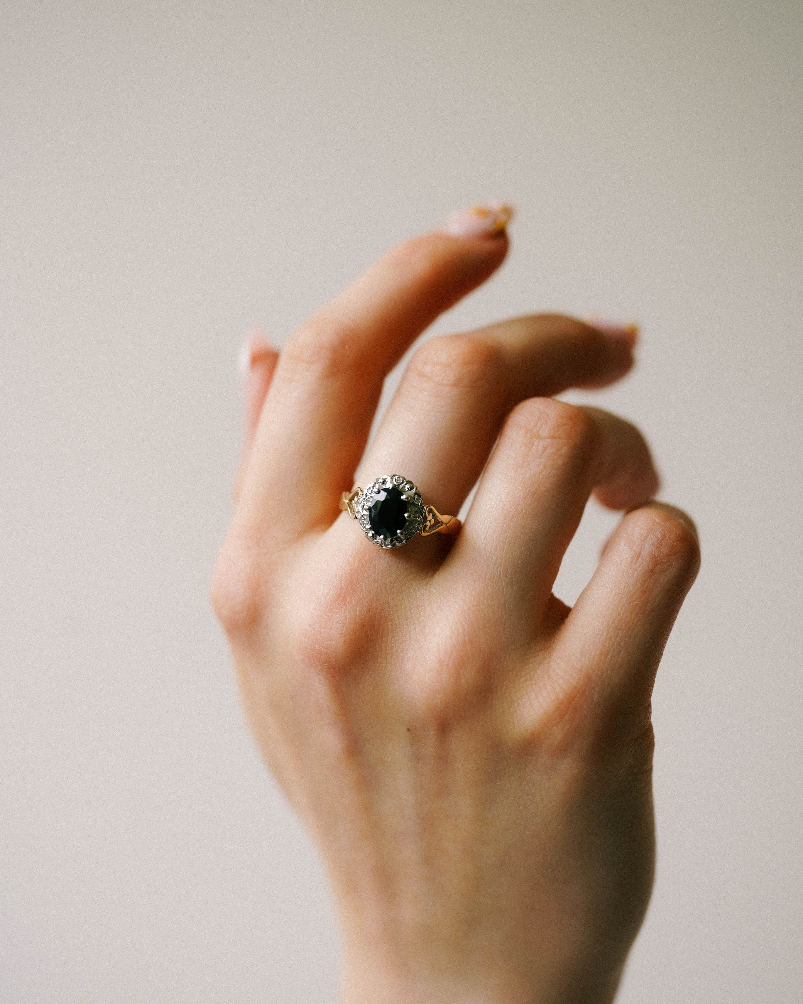 Zoë | Vintage Saffier & Diamant Cluster