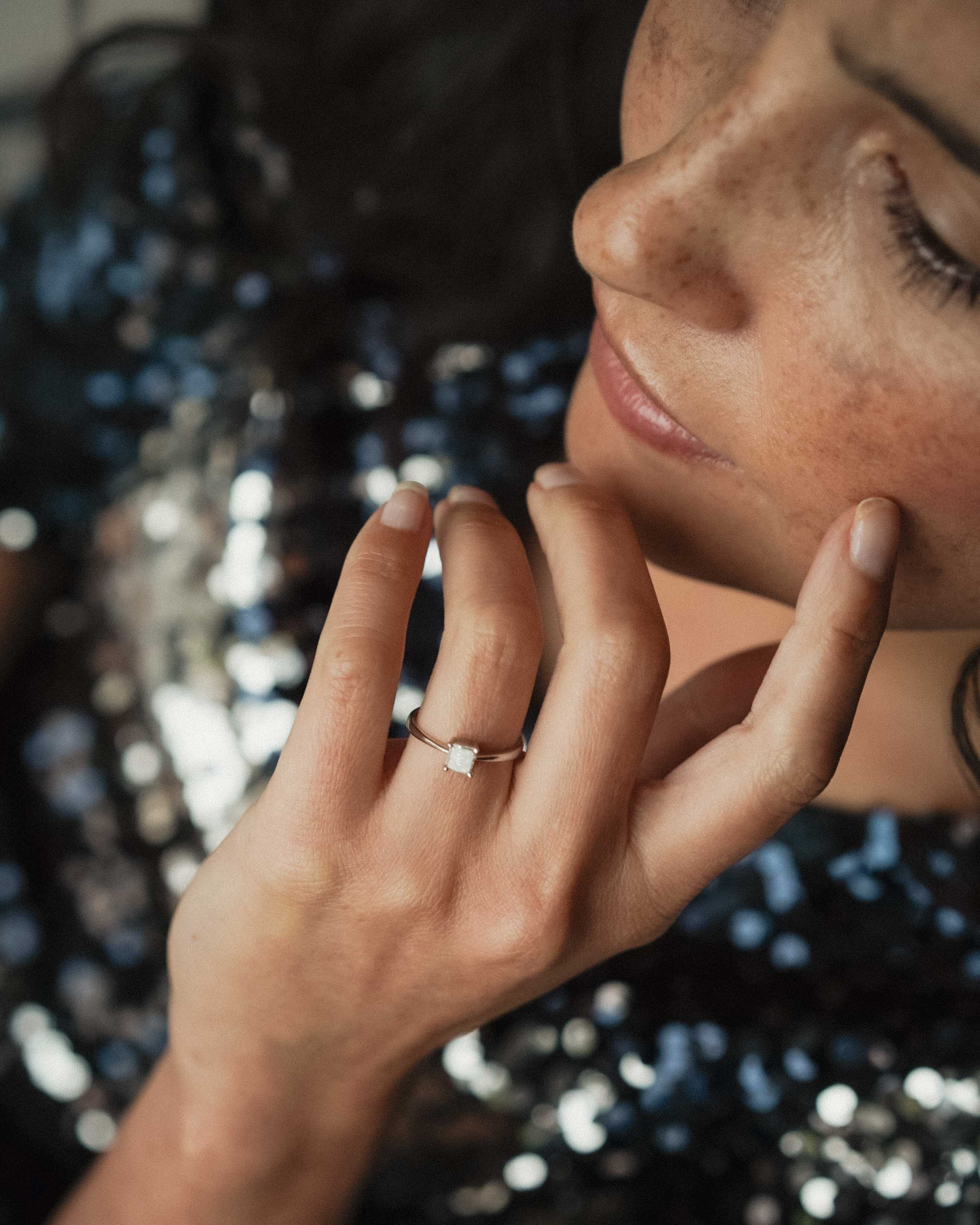 Oriella | 14K Witgoud & Diamant (0.46ct) Brilliant Princess Cut Ring