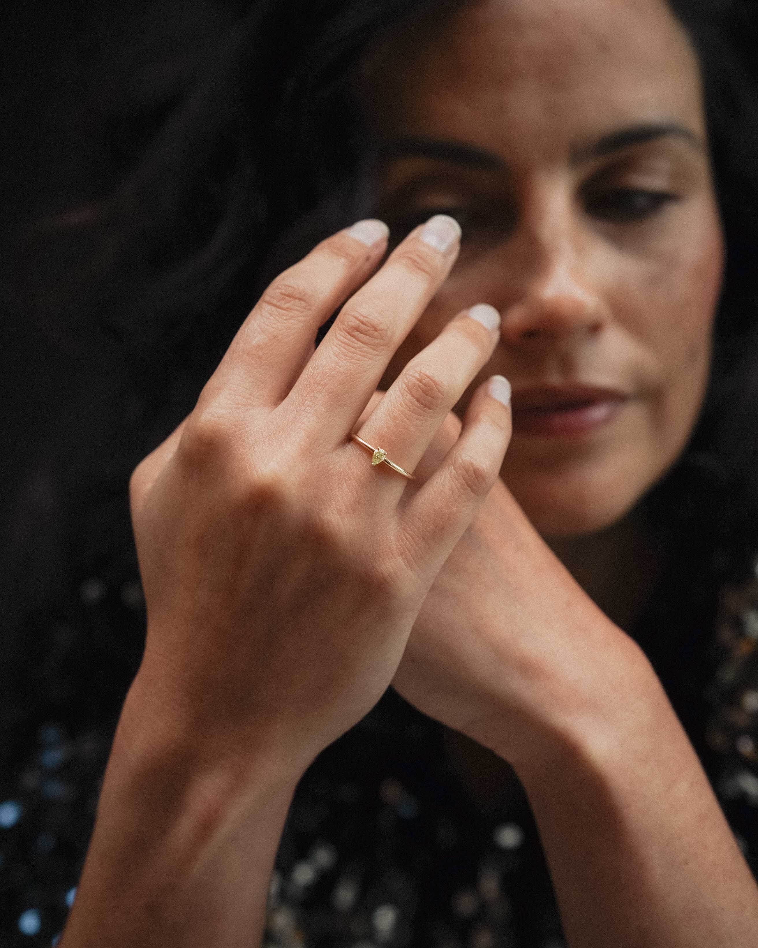 Elyza | 14K Geelgoud & Gele Diamant Brilliant Pear Cut Ring