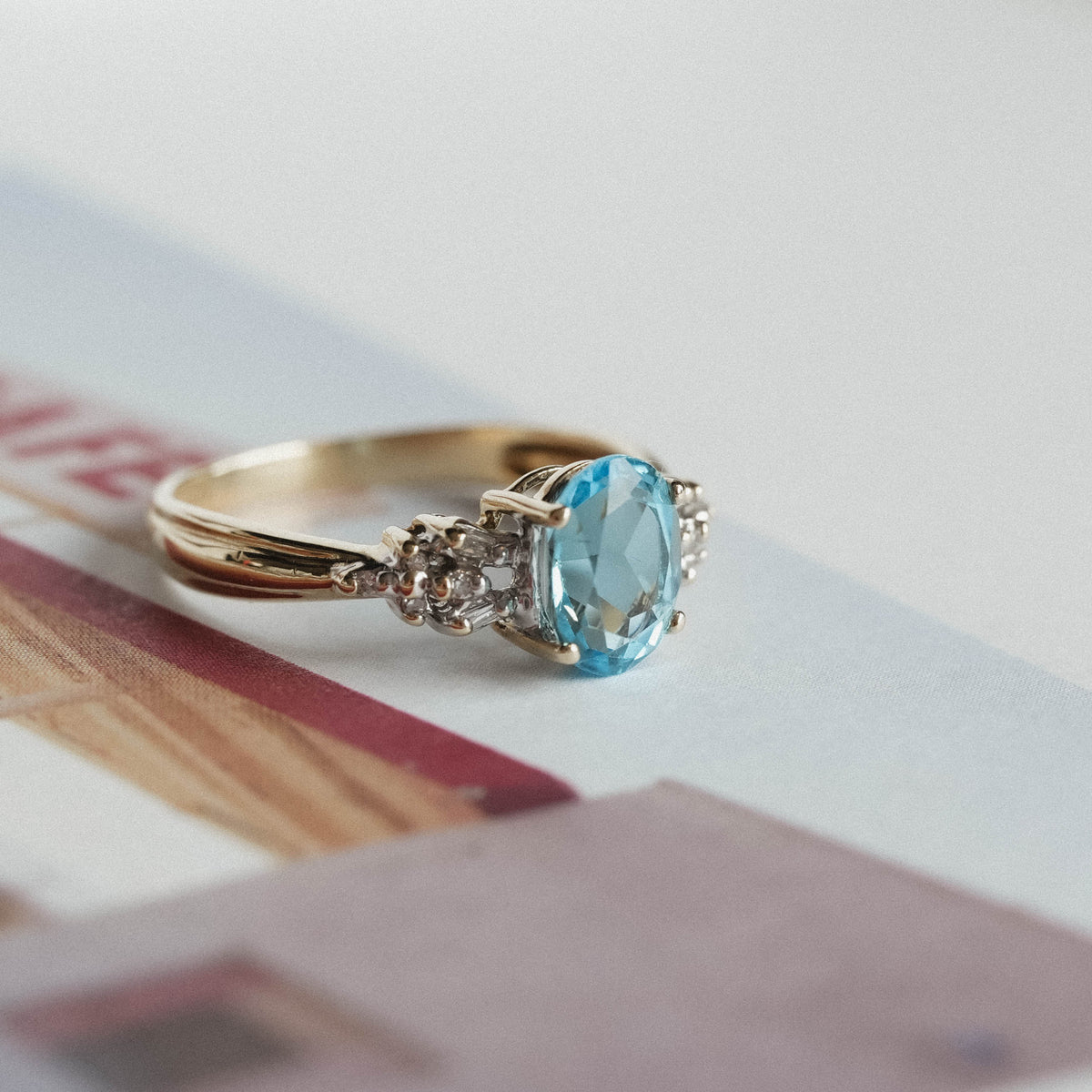 Celeste | Vintage Topaas en Diamant ring