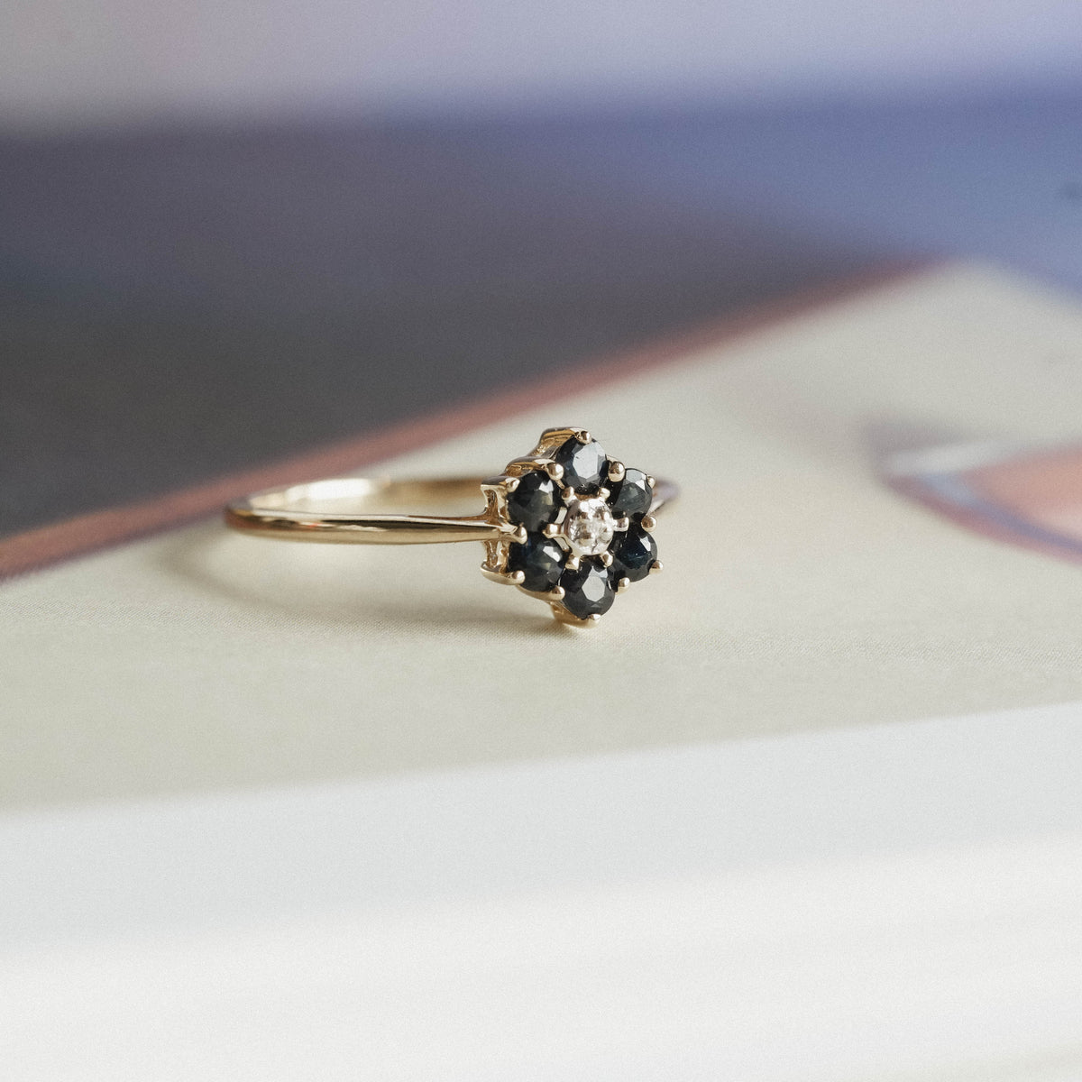 Thalia | Vintage Saffier en Diamant ring