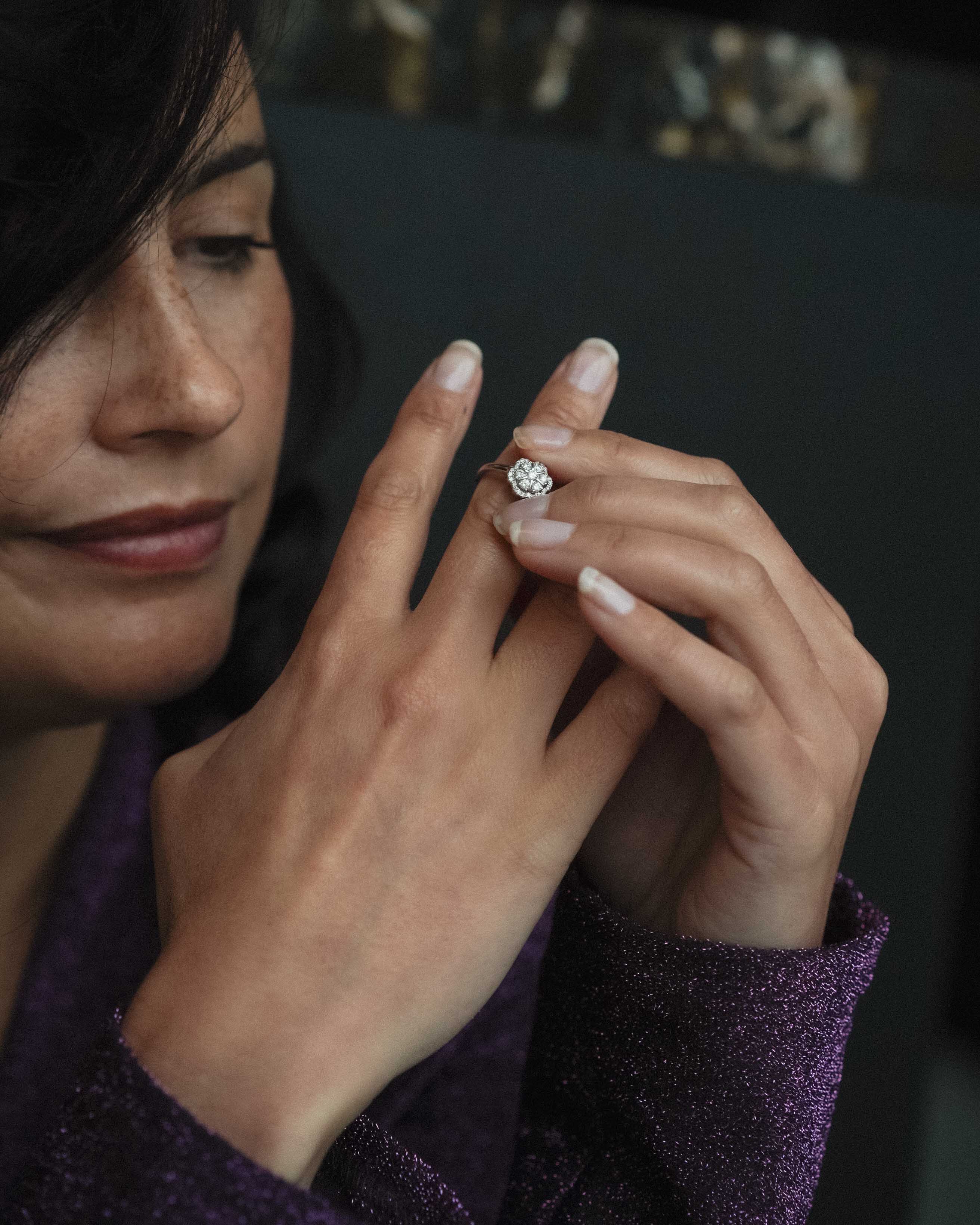 Clarina | 14K Witgoud & Diamant Brilliant (0.2ct) Cut Ring