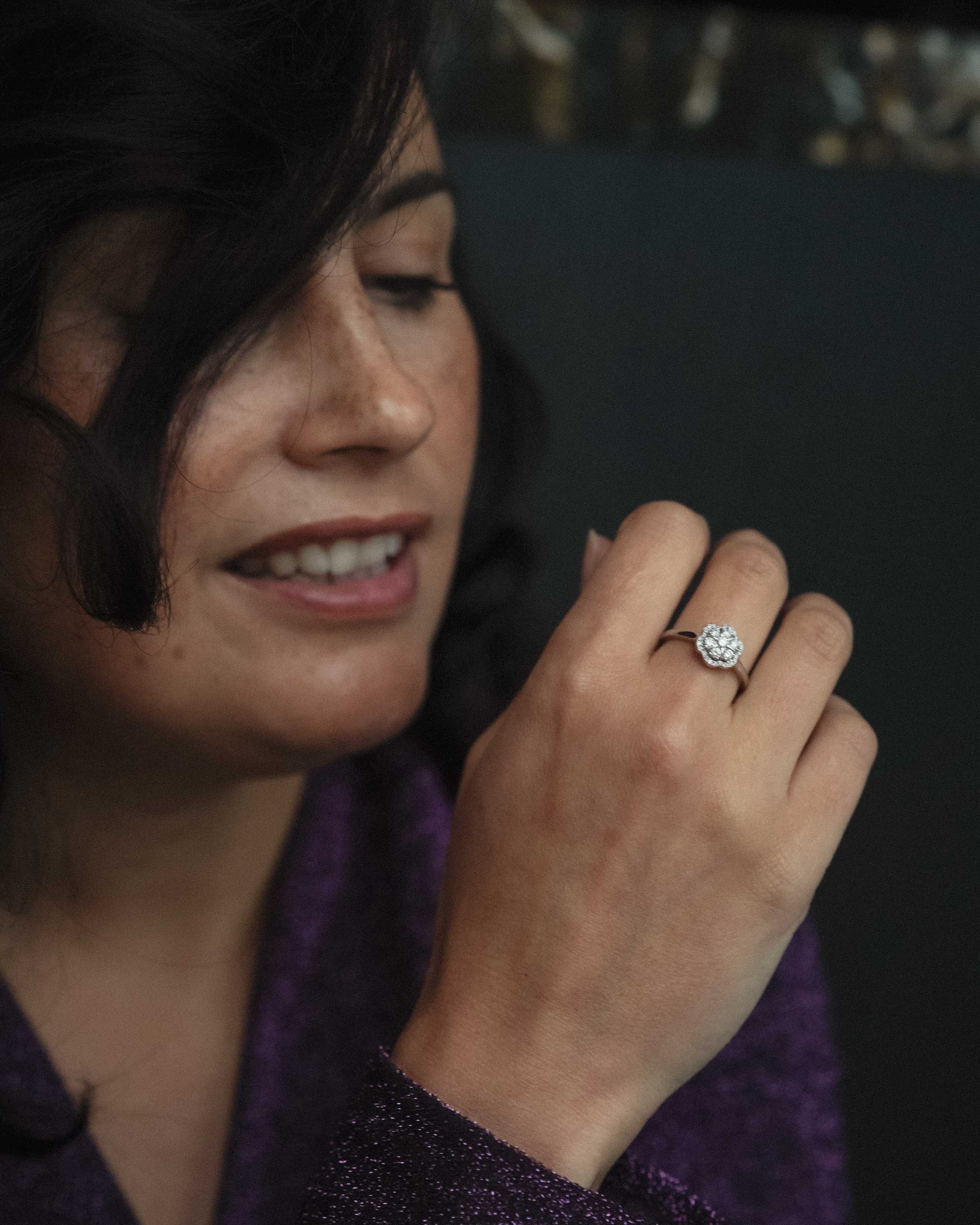 Clarina | 14K Witgoud & Diamant Brilliant (0.2ct) Cut Ring