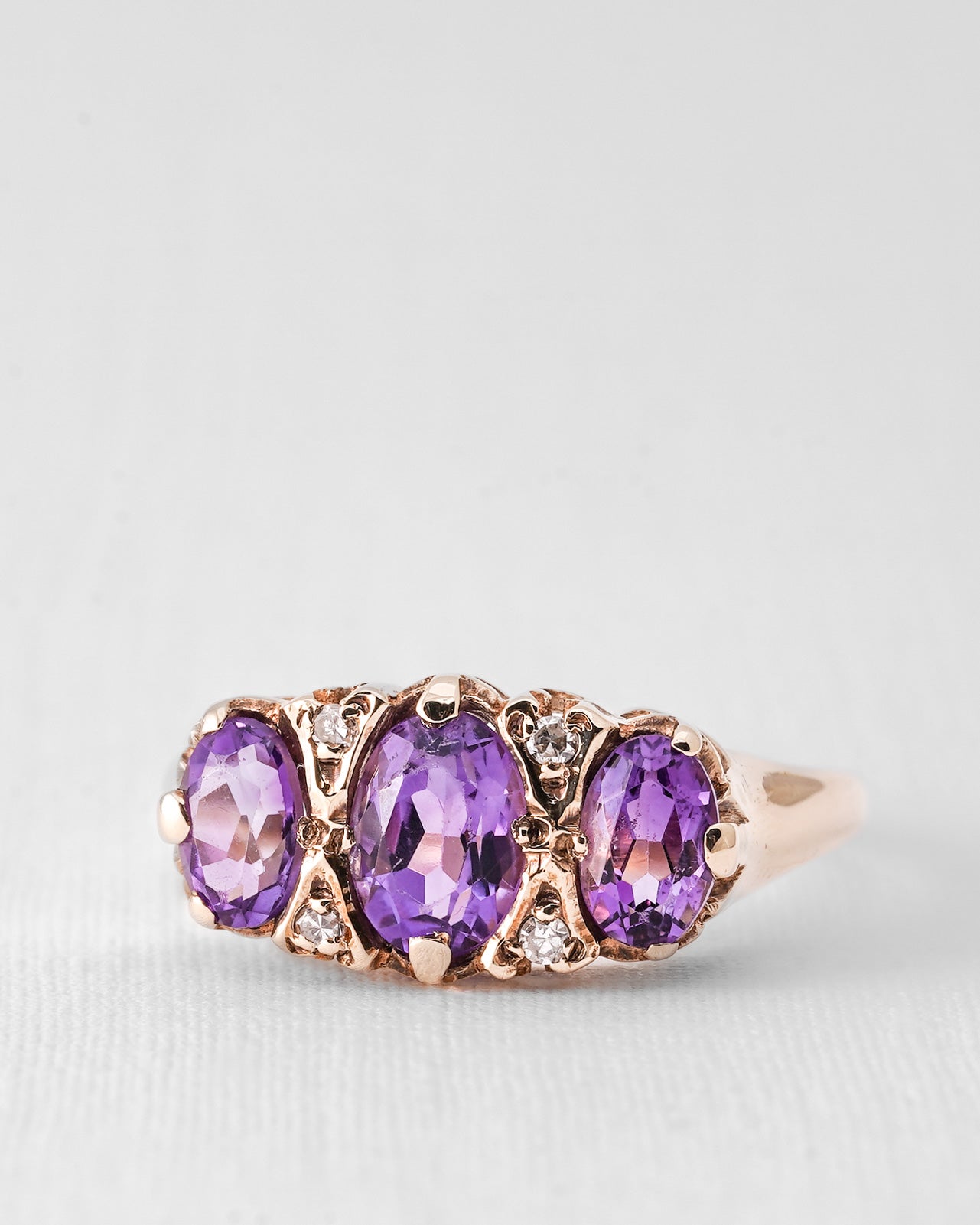 Lucina | Vintage Amethist & Diamant Victoriaanse Ring