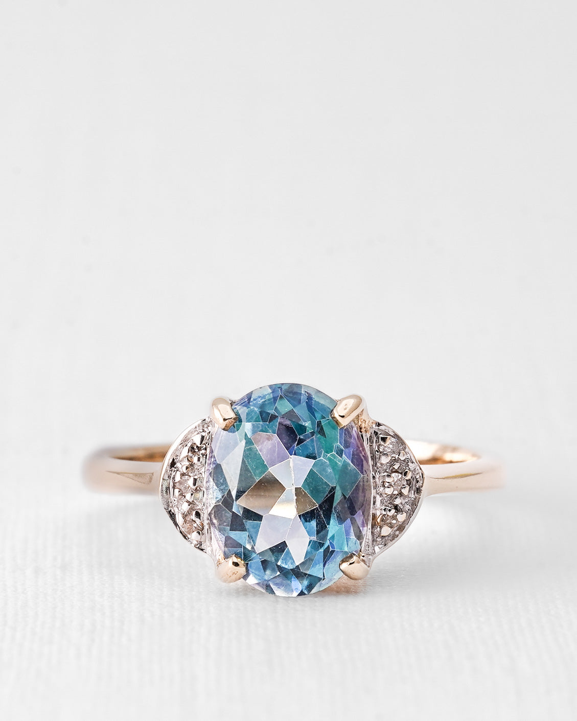 Serenne | Vintage Topaas Solitair & Diamant Details Ring